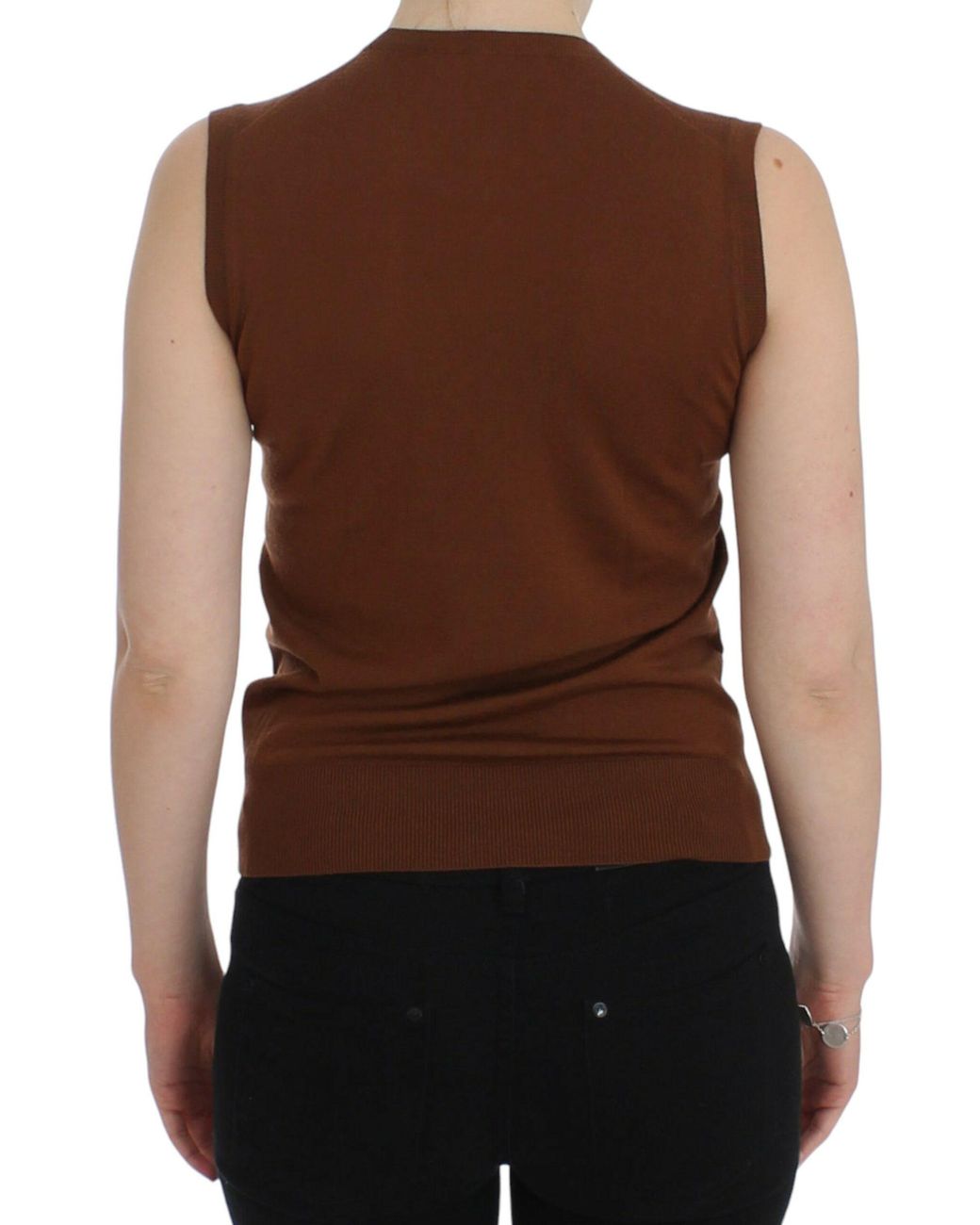 Dolce & Gabbana Brown Timeless Wool And Lace Sleeveless Vest