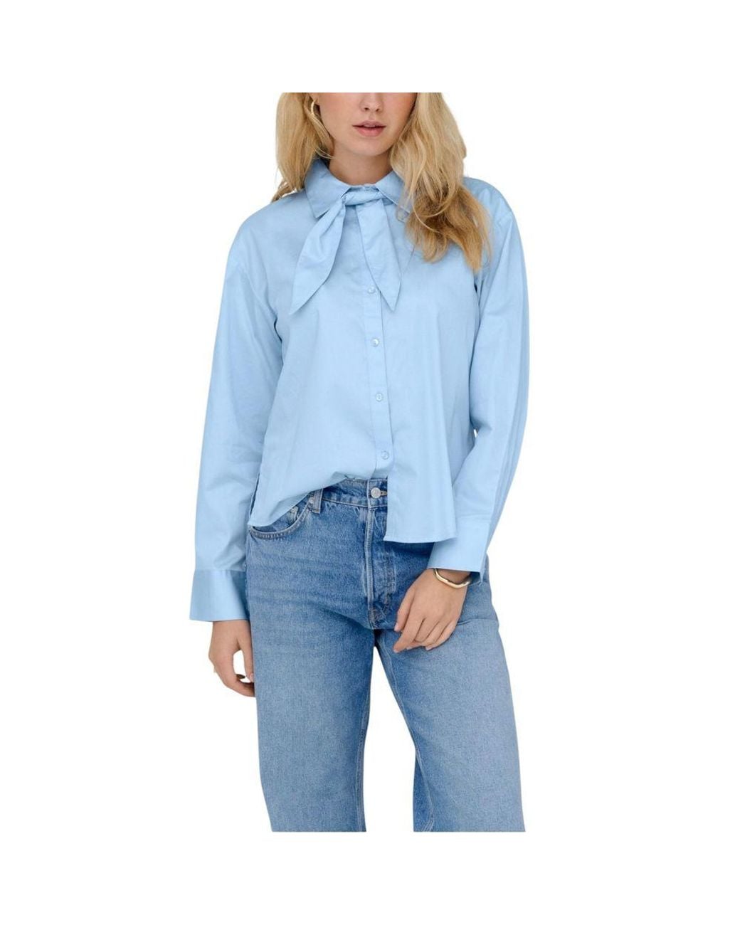 Jacqueline De Yong Blue Cotton Blouse
