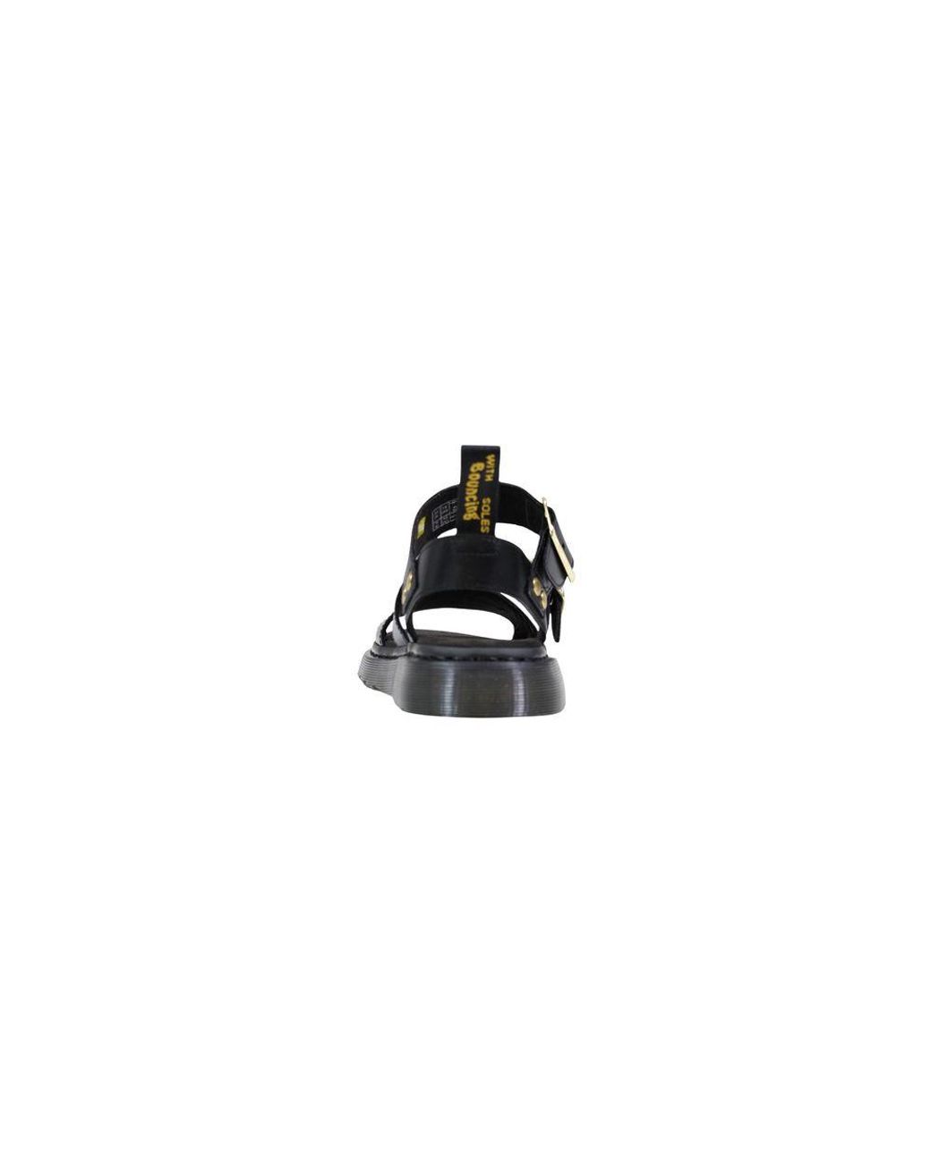 Dr. Martens Black Leather Flat Sandals