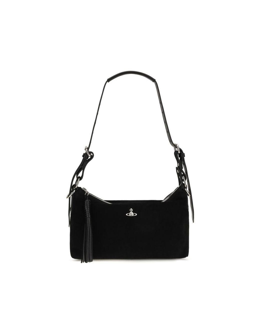 Vivienne Westwood Black Suede Leather Shoulder Bag