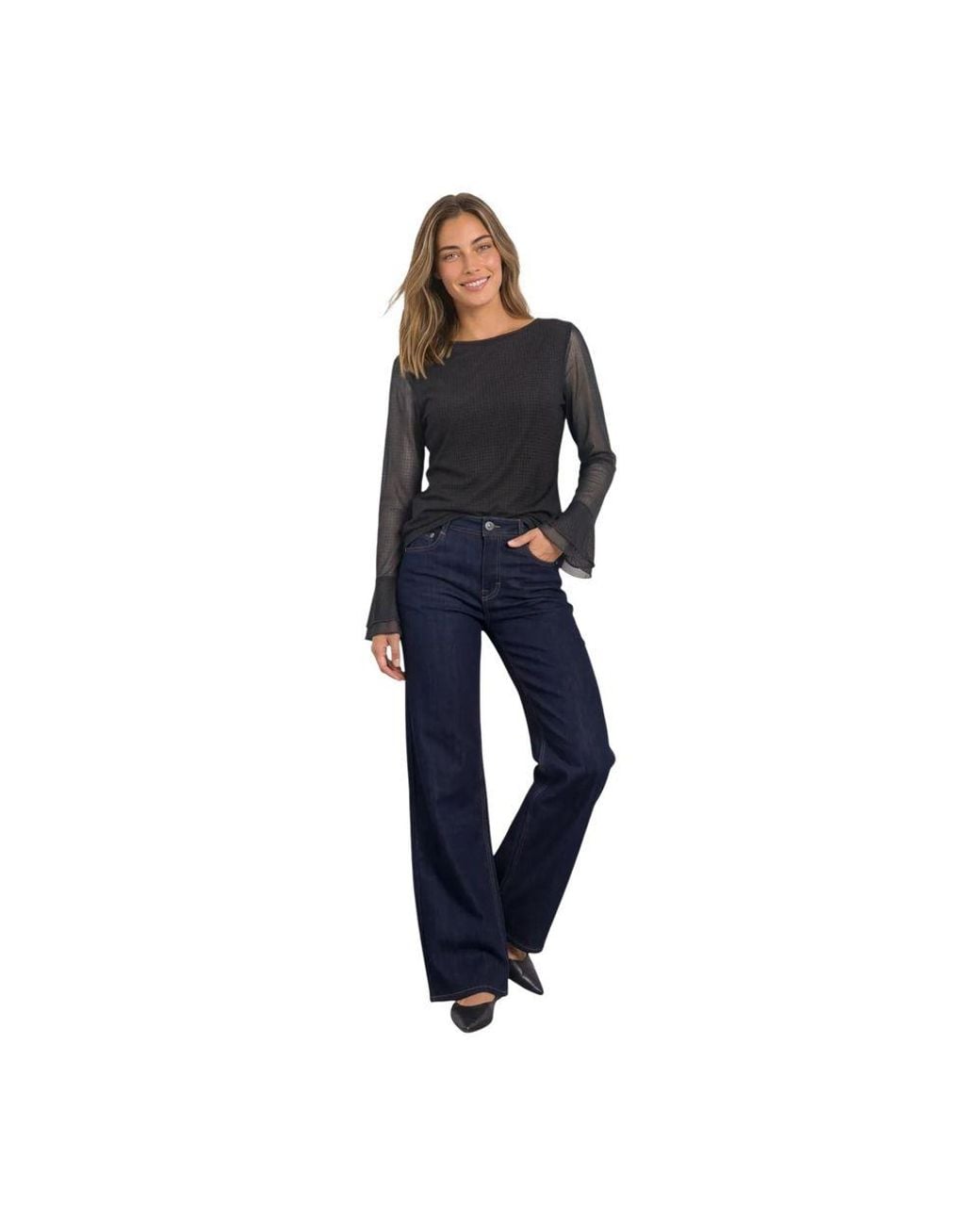Street One Black Bicolor Polyester Blouse
