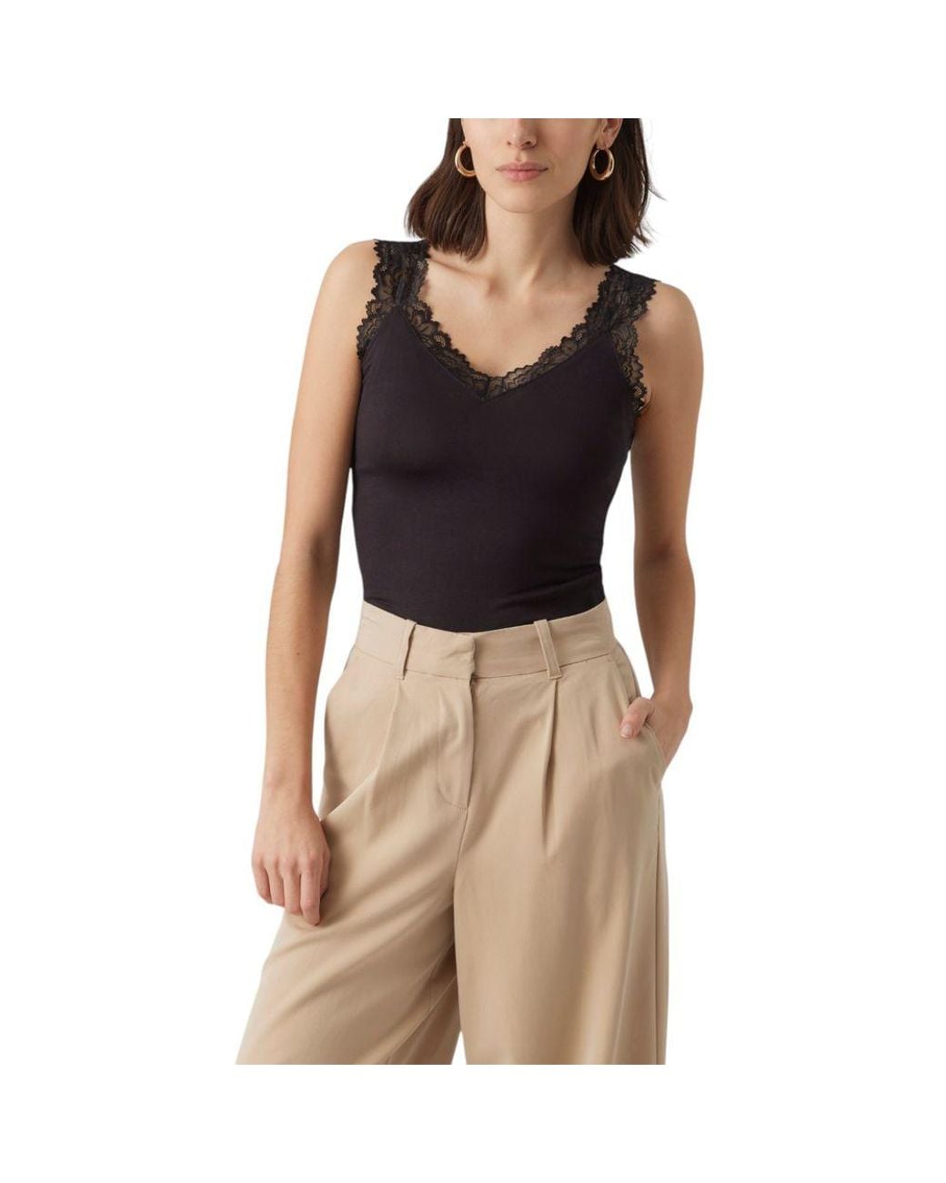 Vero Moda Black Viscose Tank Tops