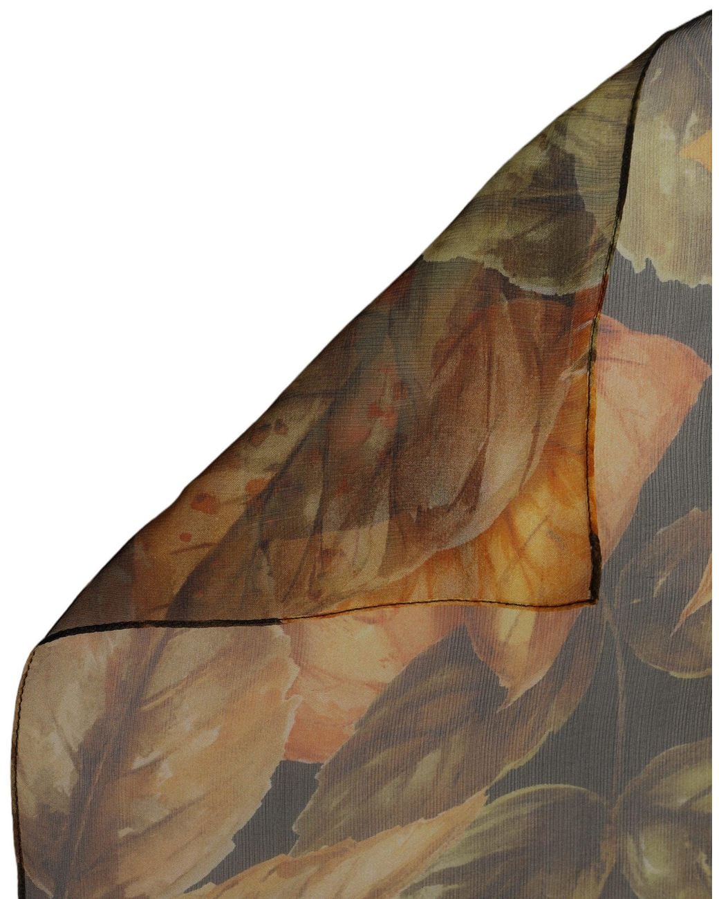 Dolce & Gabbana Brown Multicolor Leaf Print Silk Shawl Stole Scarf