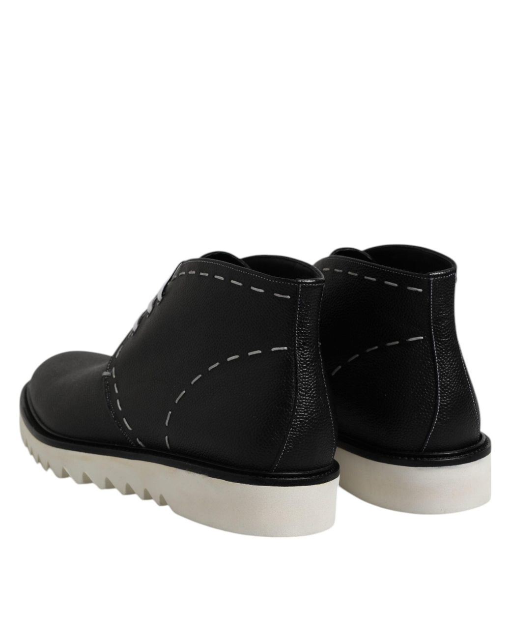 Dolce & Gabbana Black Leather Ankle Boot Stitch Detail for men