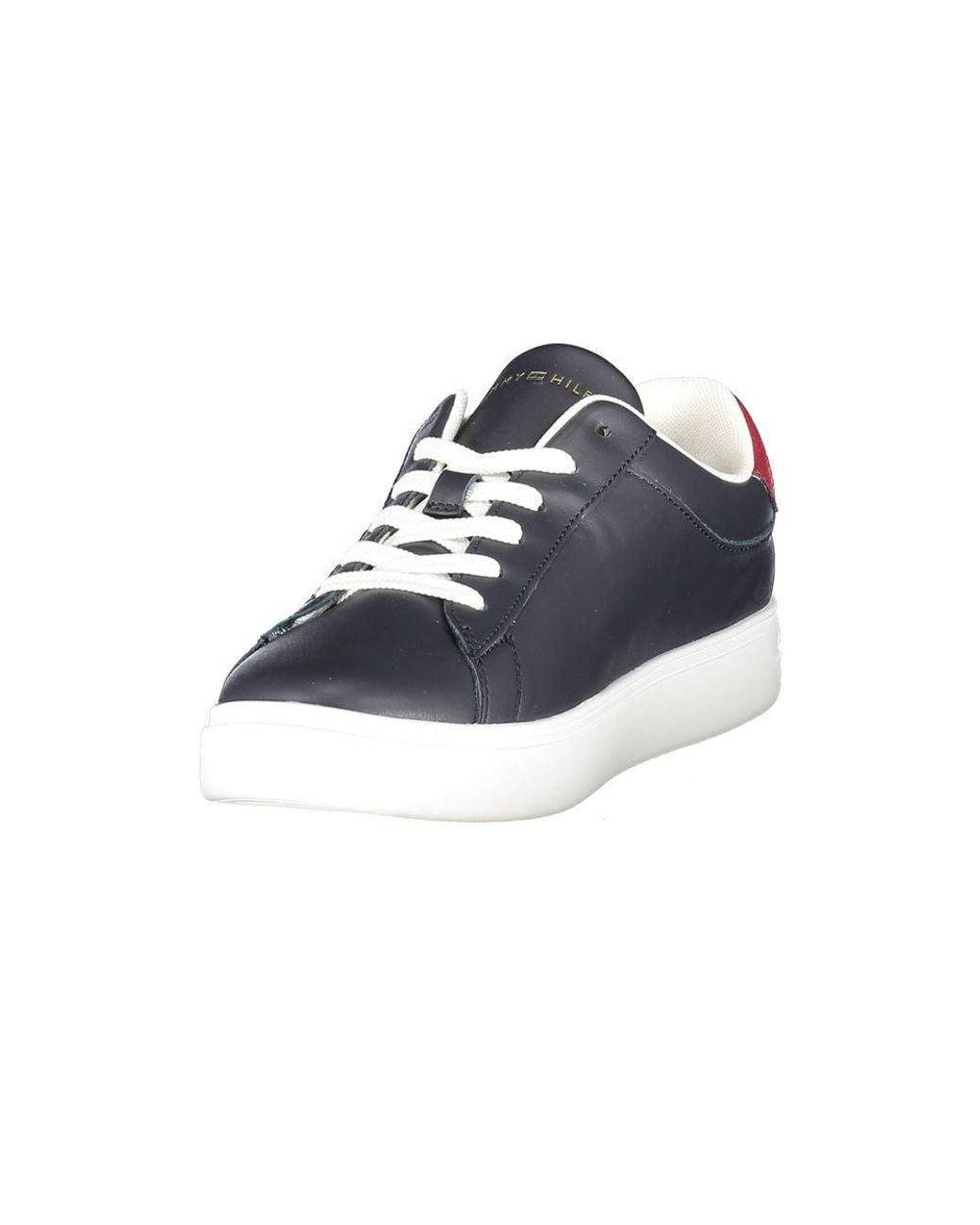 Tommy Hilfiger Blue Leather Sneakers Casual Style