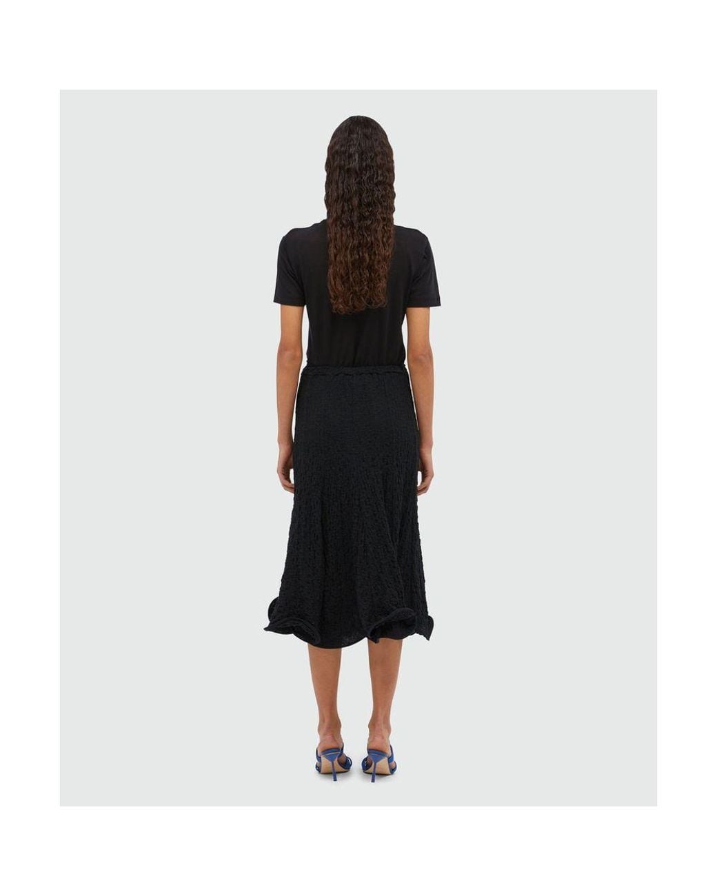 MSGM Black Cotton Midi Skirt