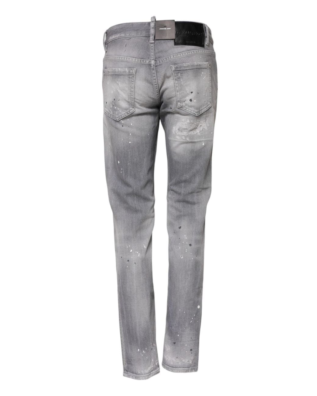 DSquared² Gray Washed Mid Waist Tapered Denim Jeans for men