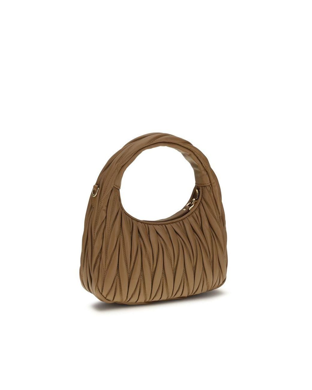 Miu Miu Brown Beige Calf Leather Bos Taurus Shoulder Bag
