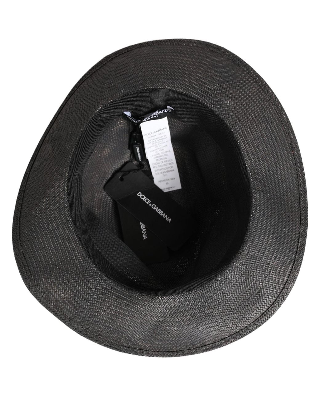 Dolce & Gabbana Men Gray Paper Woven Wide Brim Fedora Hat for men