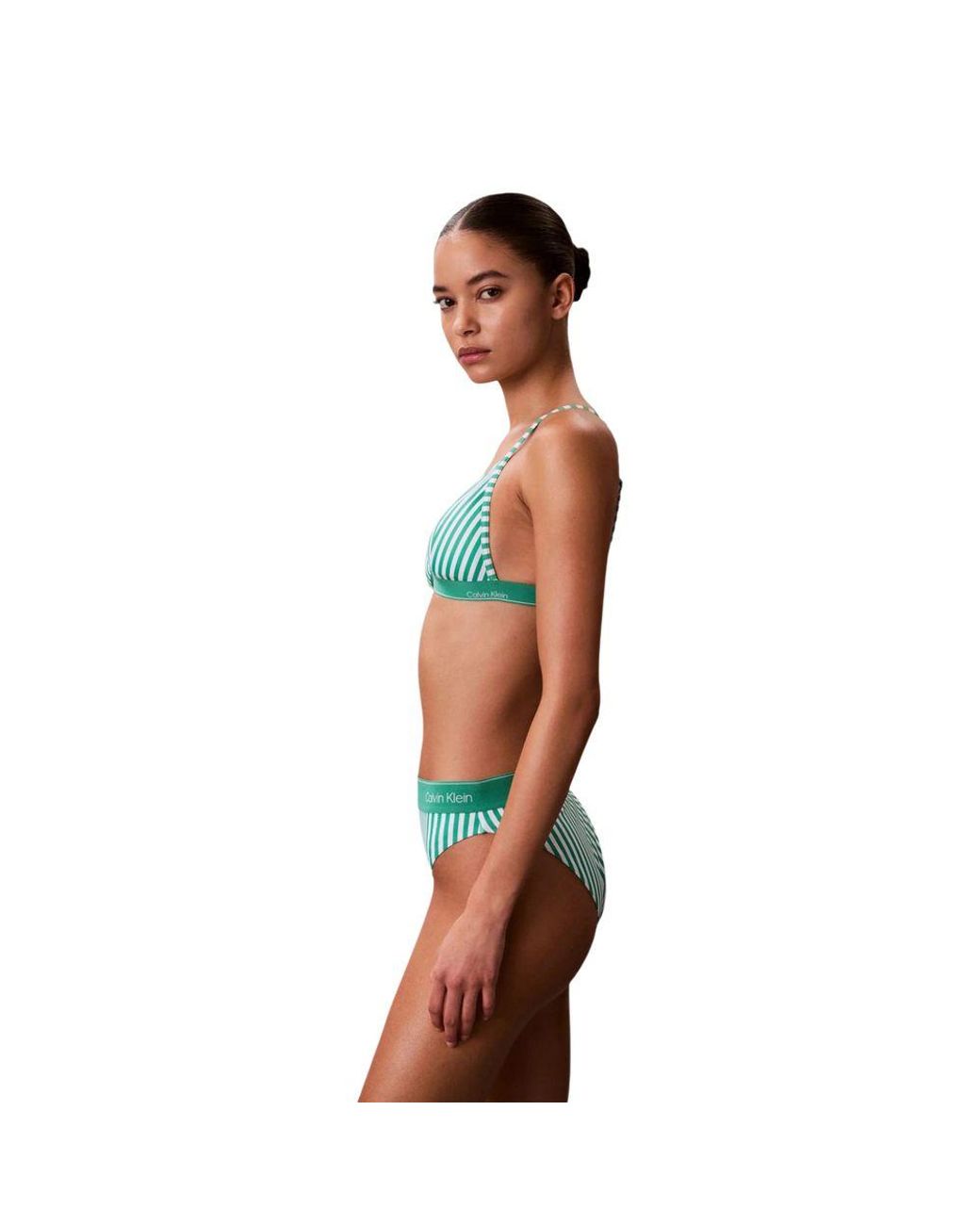 Calvin Klein Green Bicolor Recycled Polyester Bikini