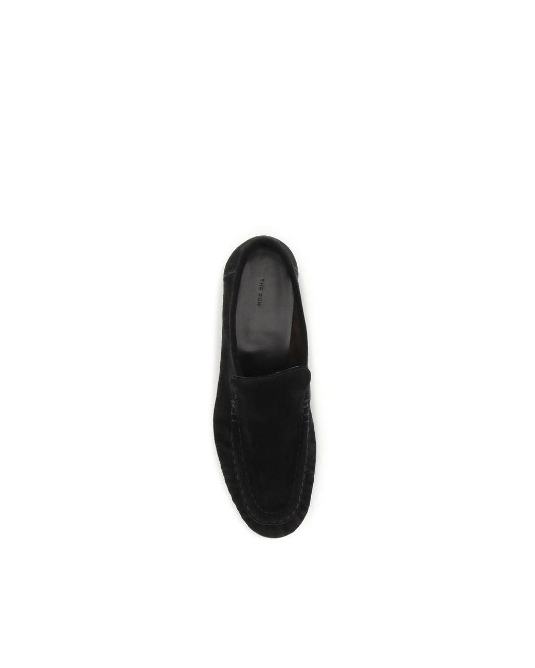 The Row Black Suede Leather Slip-On Loafers