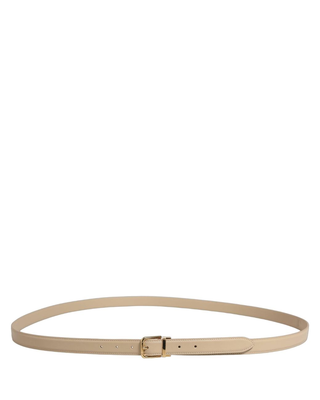 Dolce & Gabbana Natural Beige Leather Double Wrap Gold Buckle Belt