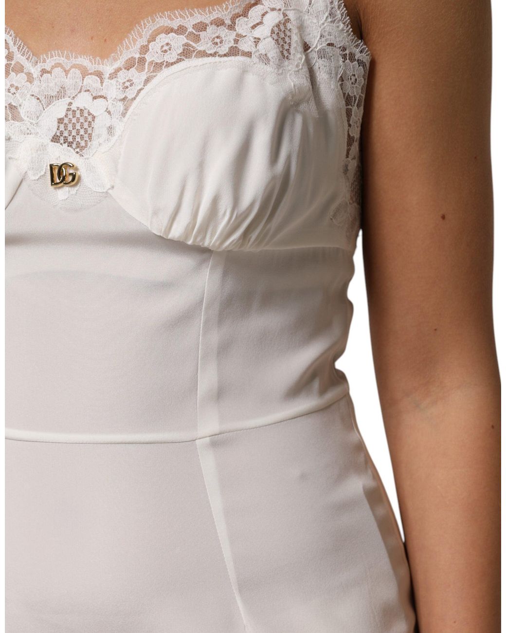 Dolce & Gabbana White Lace Trimmed Slip Dress