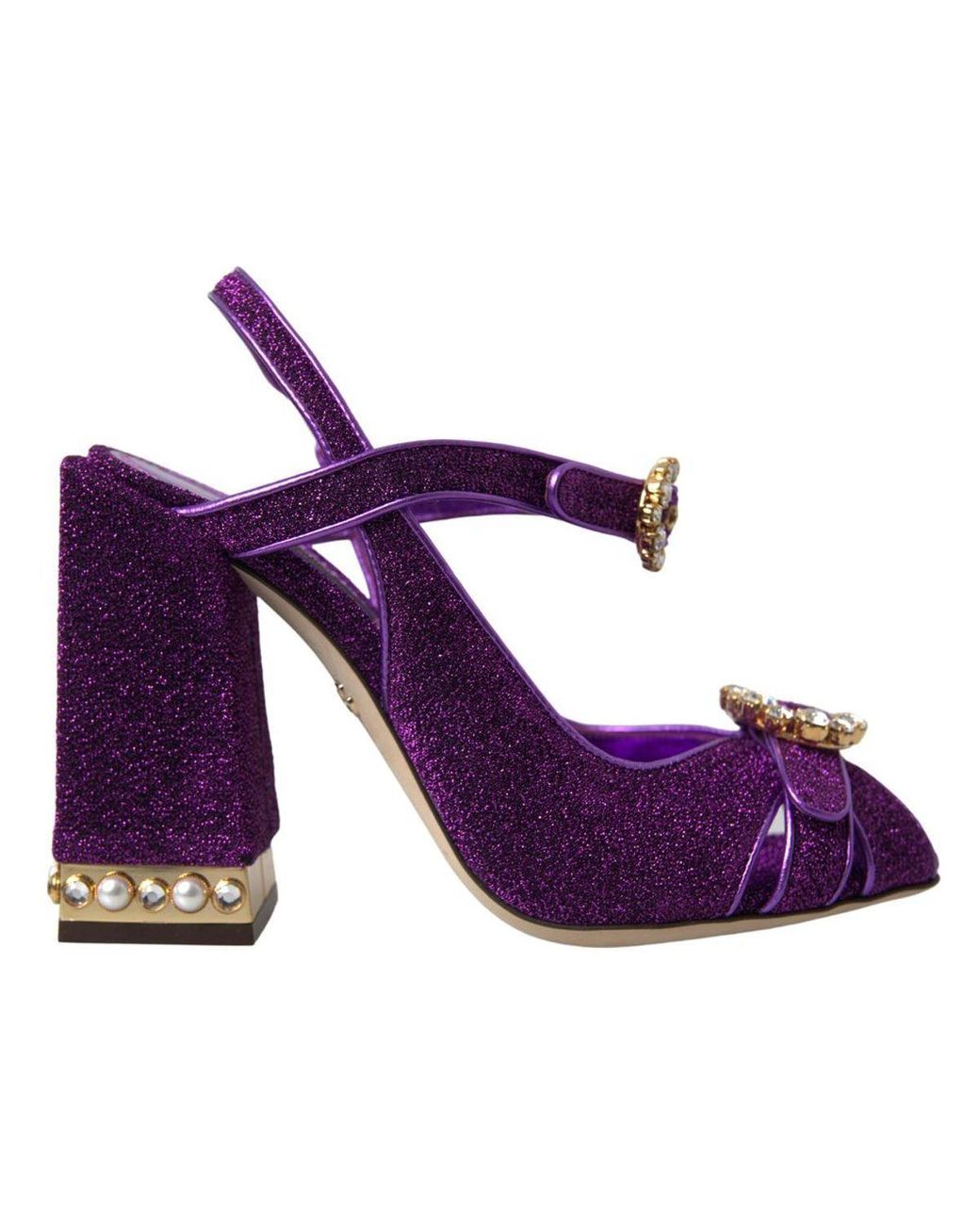 Dolce Gabbana Purple Ankle Strap Sandals Crystal Shoes Lyst UK