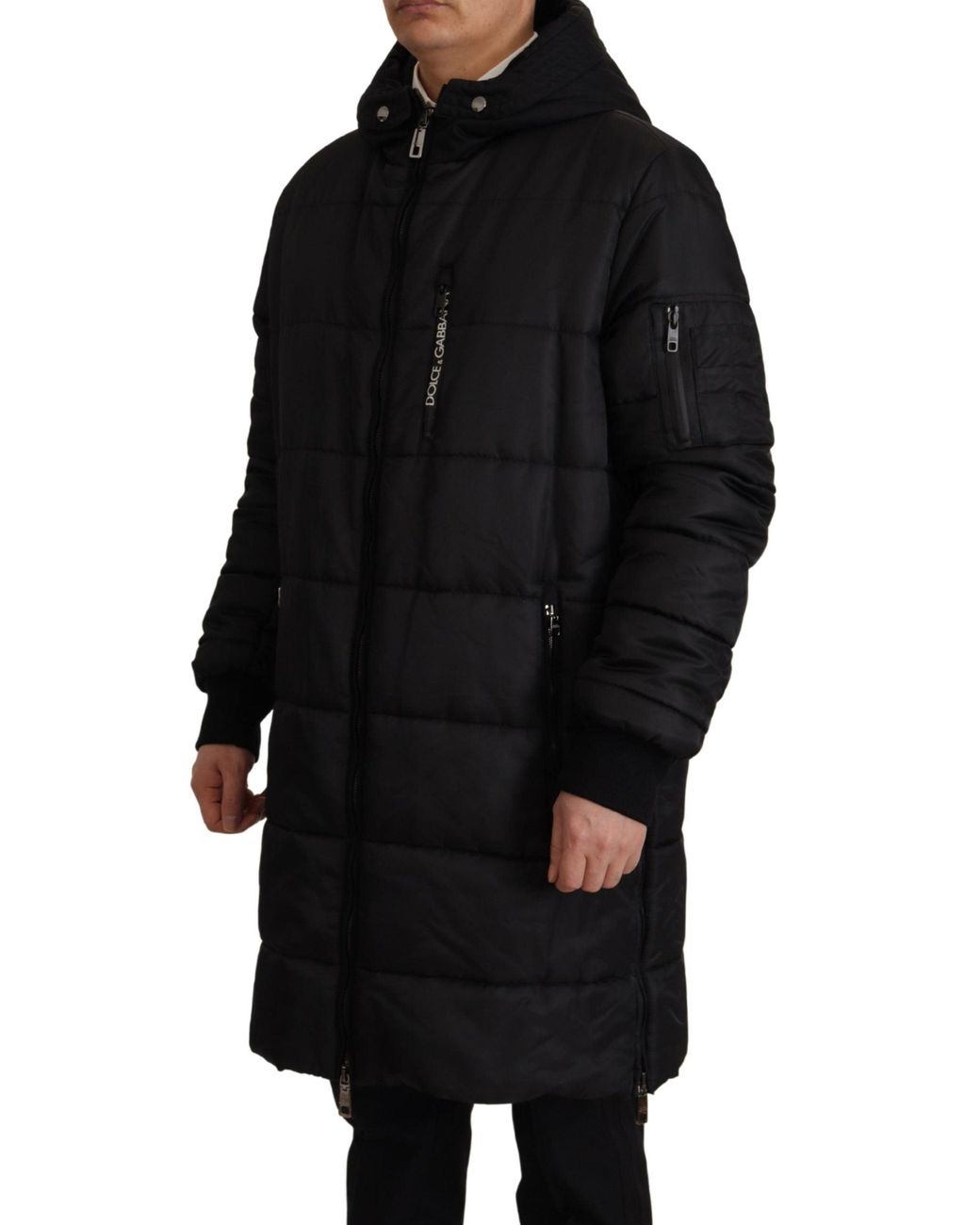 Dolce & Gabbana Black Nylon Hooded Parka Coat Winter Jacket for men