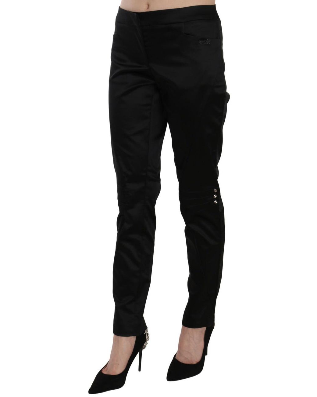 Exte Black Mid Waist Skinny Dress Formal Trousers Pants