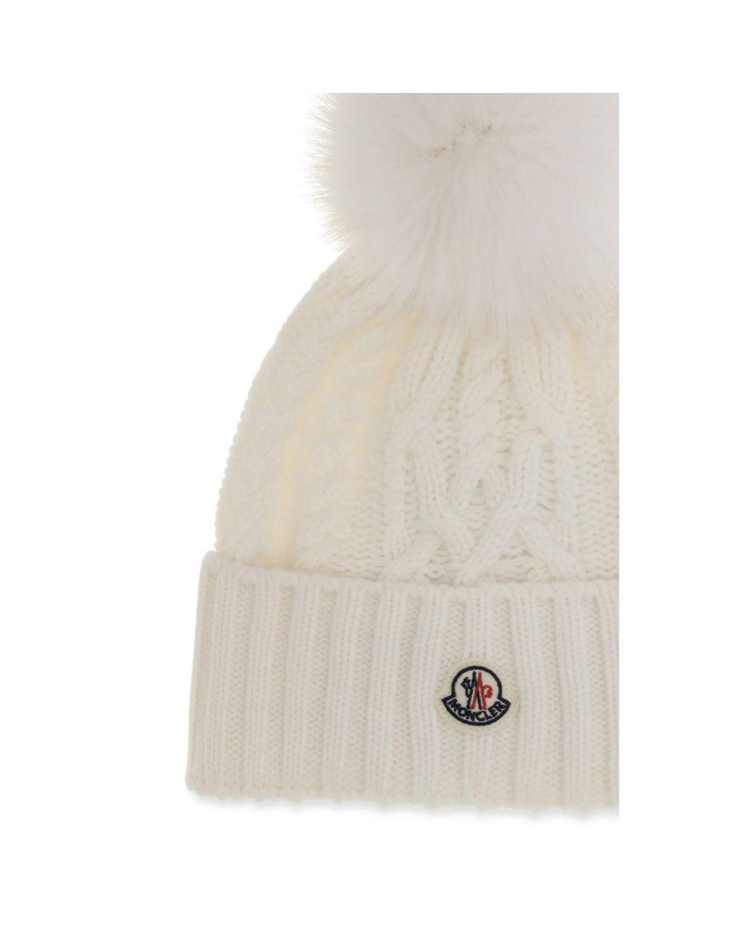 Moncler White Wool Oves Aries Beanie