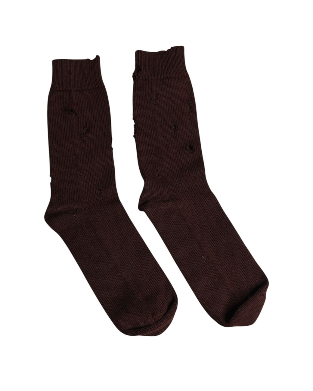 Dolce & Gabbana Brown Solid Cotton Stretch Mid Calf Socks