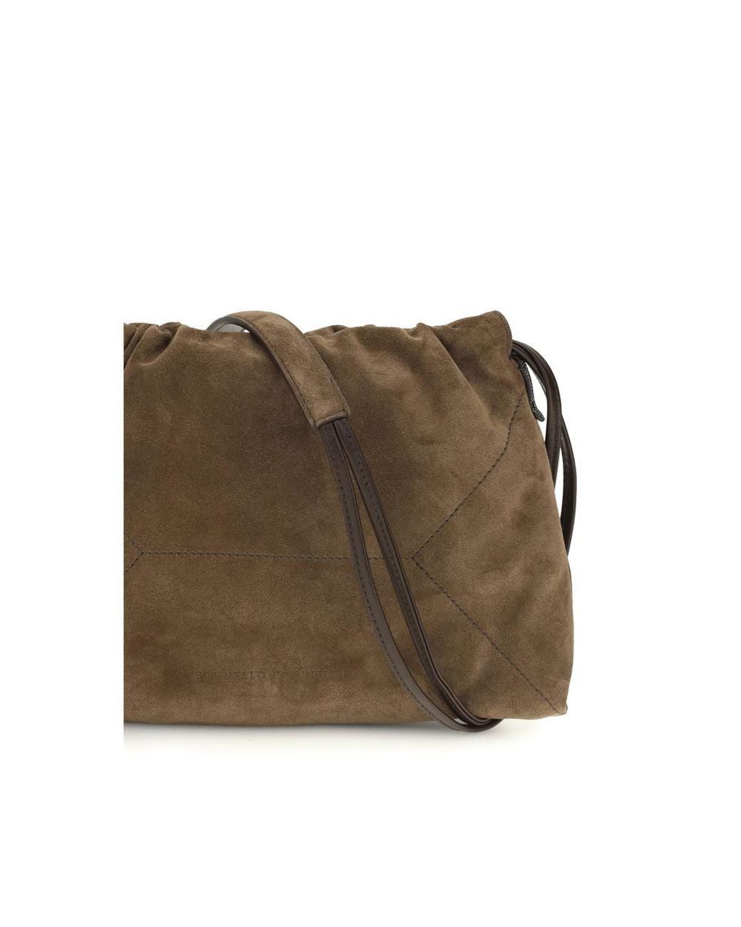 Brunello Cucinelli Brown Calf Leather Bos Taurus Shoulder Bag