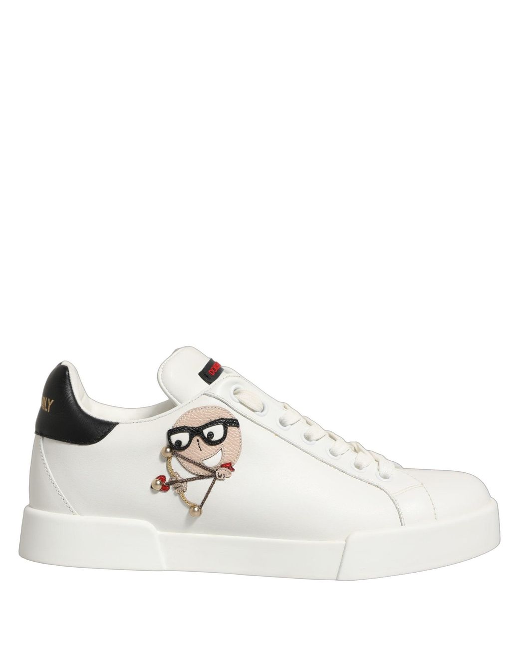 Dolce & Gabbana White Patch Calfskin Nappa Portofino Sneakers Shoes