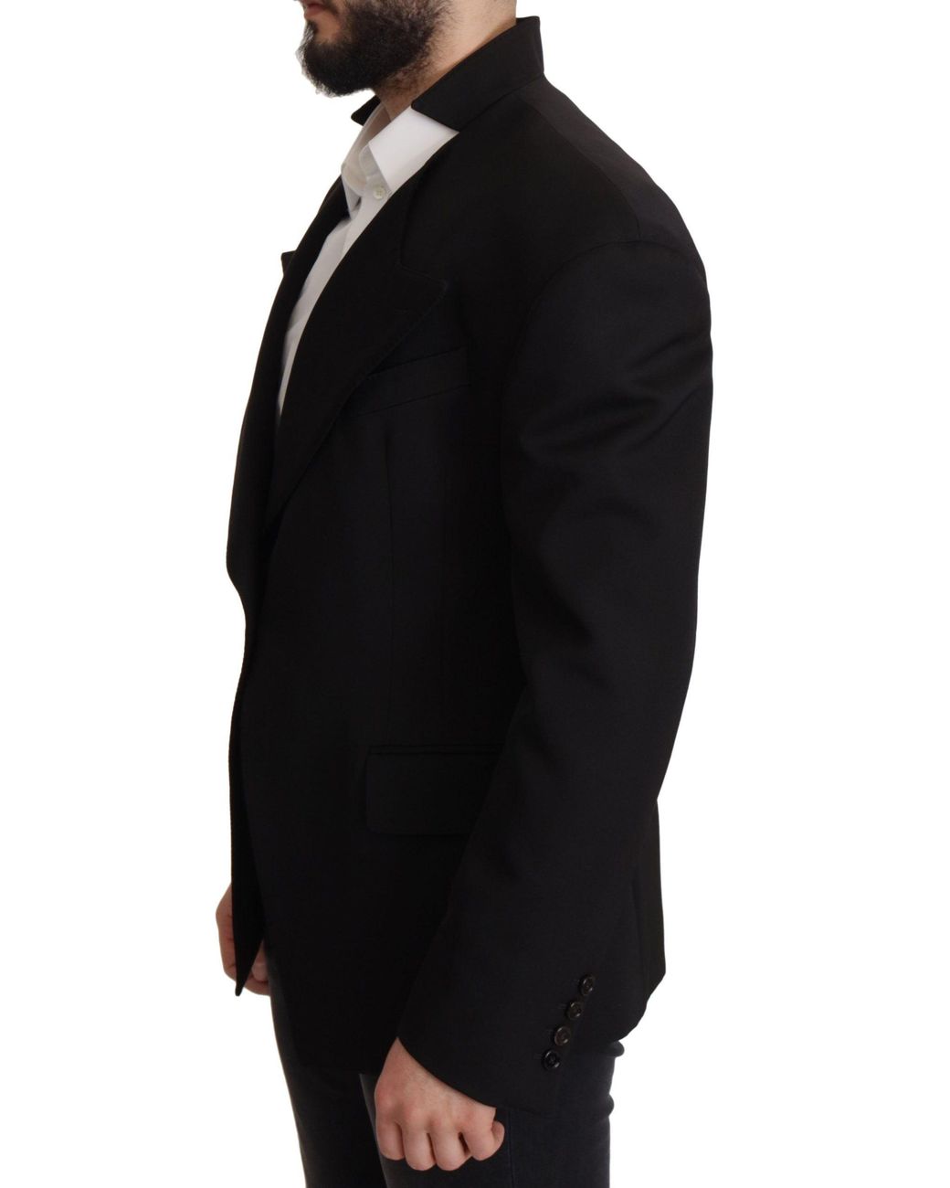 Dolce & Gabbana Black Wool Single Breasted Jacket Blazer for men