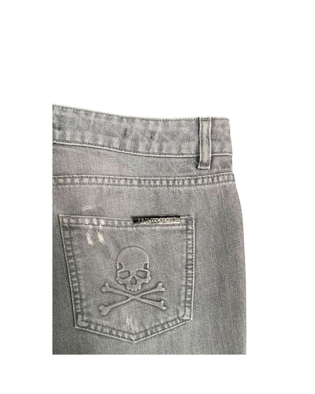 Philipp Plein Gray Fabric Jeans