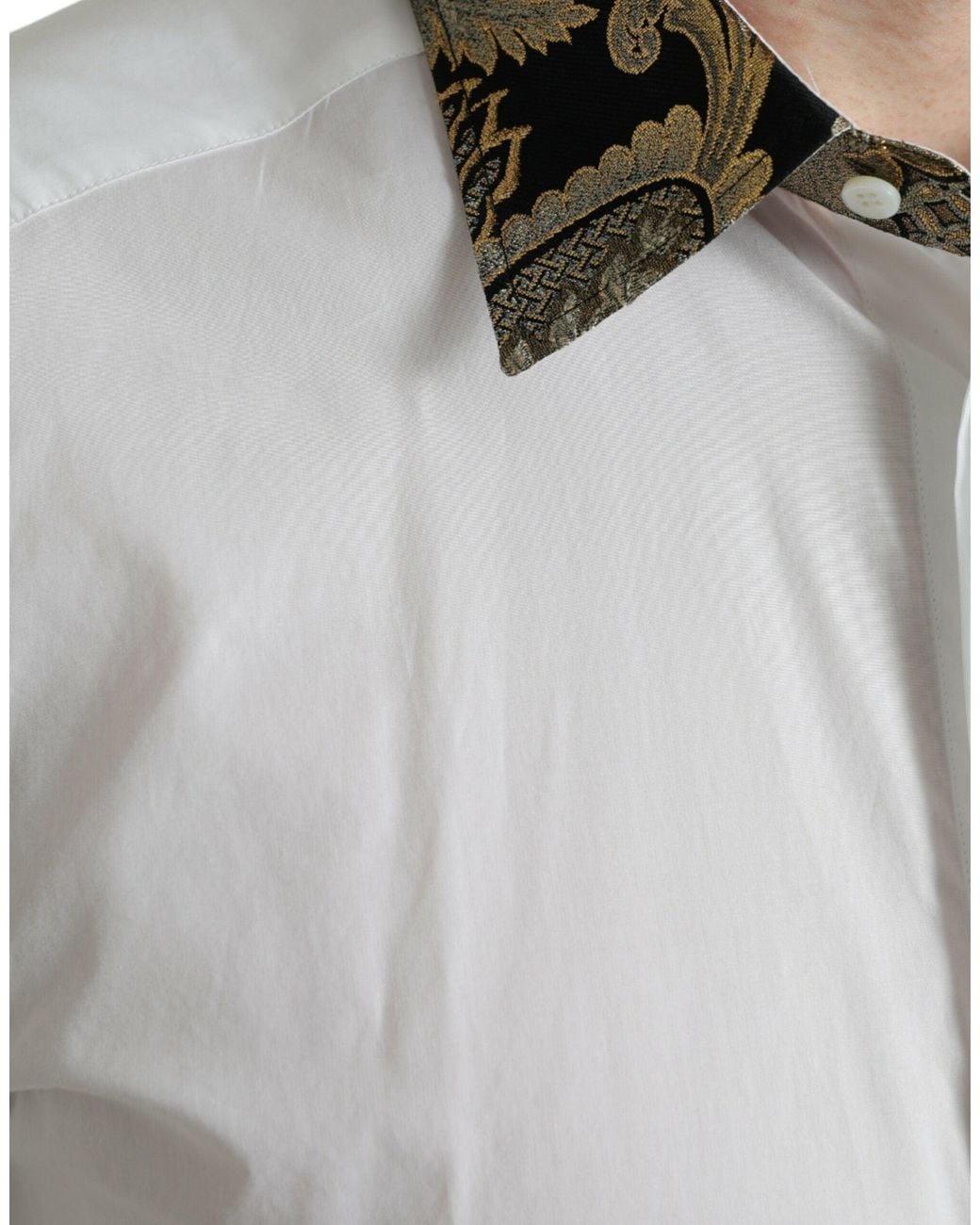 Dolce & Gabbana White Cotton Jacquard Formal Dress Shirt for men
