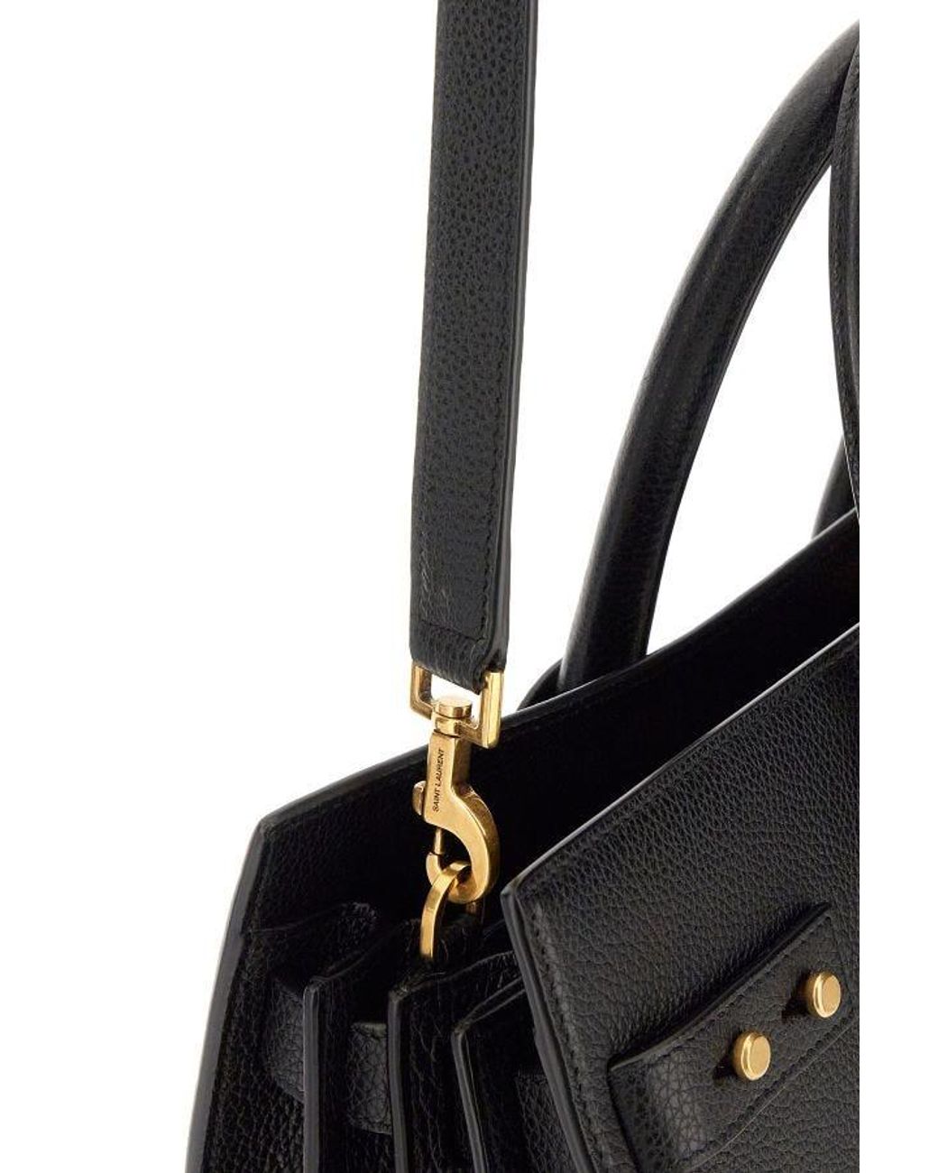 Saint Laurent Black Calf Leather Sac De Jour Handbag