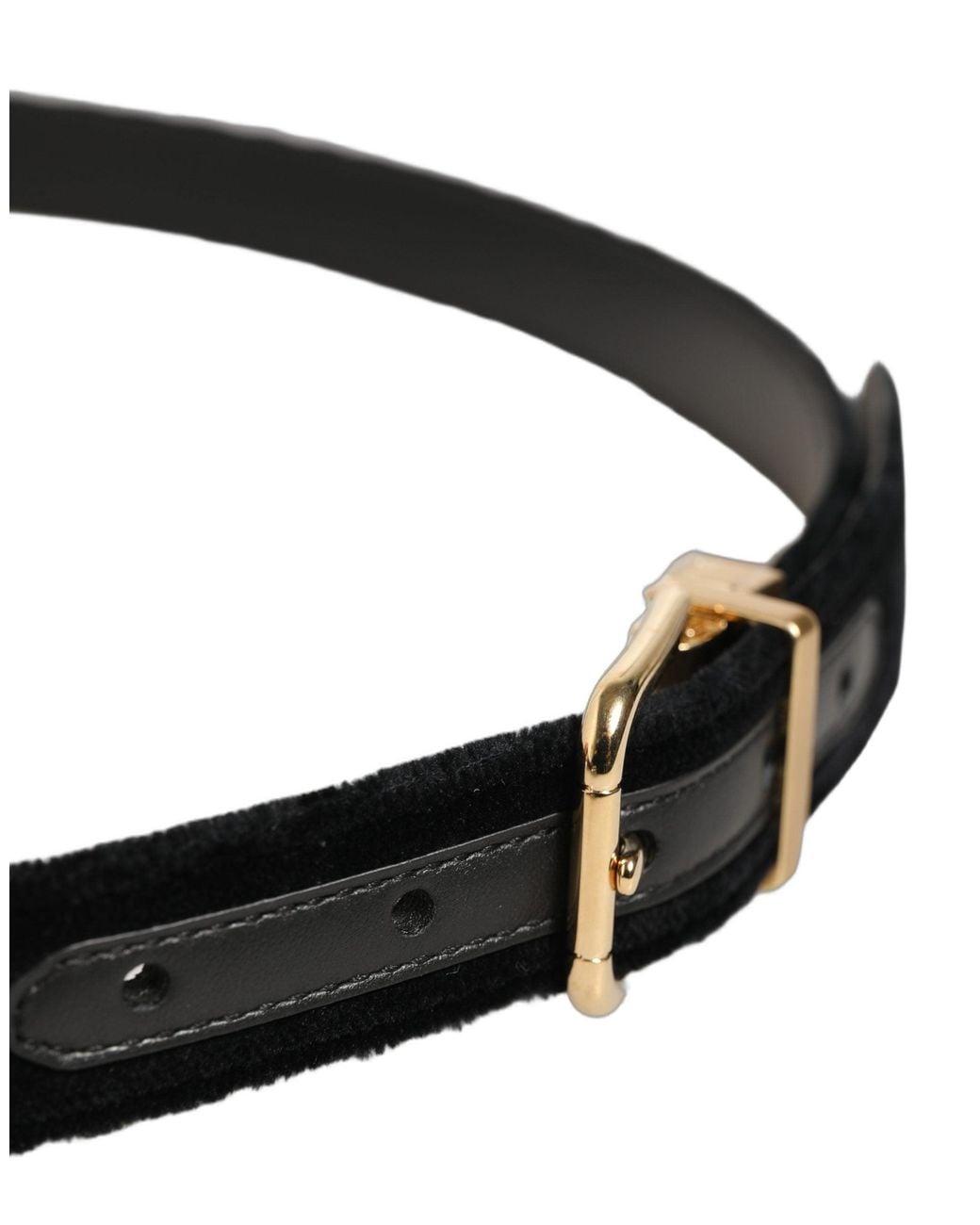 Dolce & Gabbana Black Velvet Tone Metal Buckle Belt Leather for men