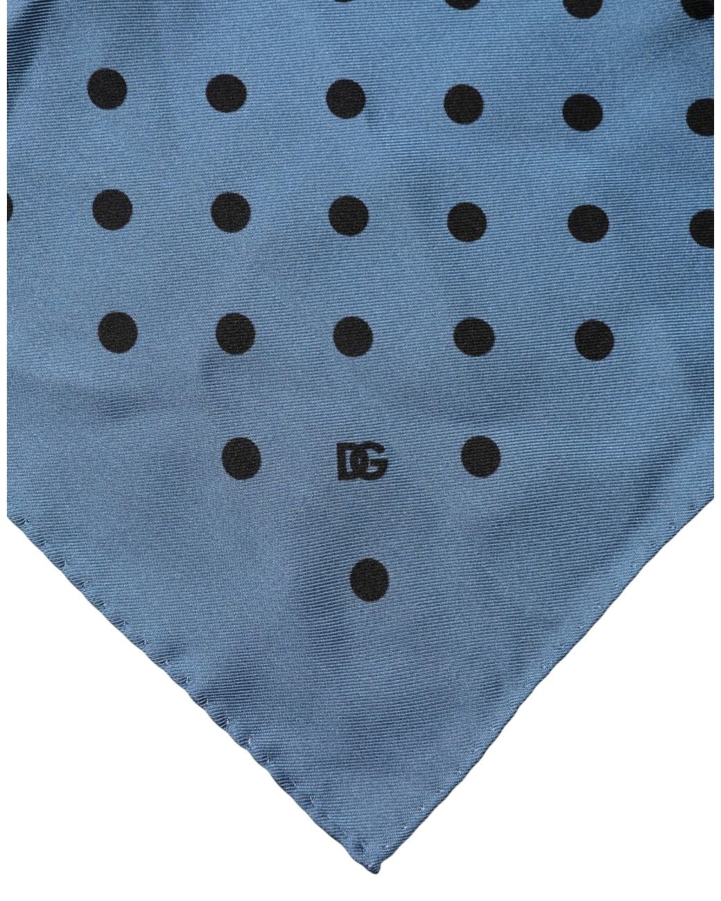Dolce & Gabbana Blue Polka Dot Square Handkerchief Scarf for men