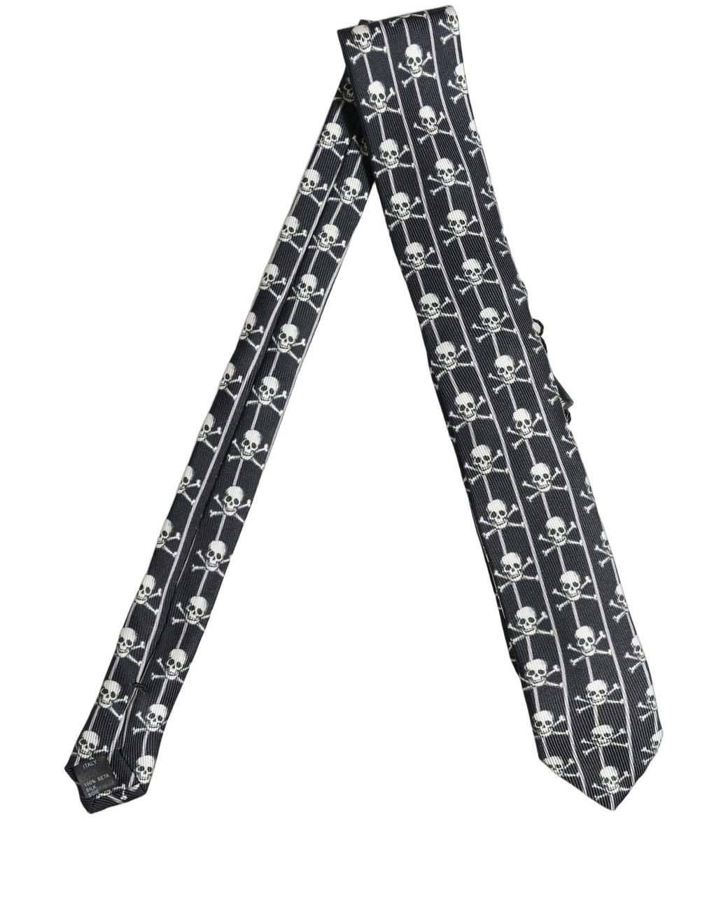 Dolce & Gabbana Black Silk Skull Fantasy Adjustable 'Sd Neckmen's Tie for men