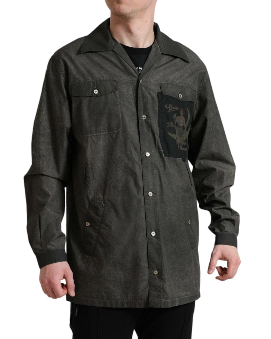 Dolce & Gabbana Black Cotton Collared Long Sleeves Shirt for men