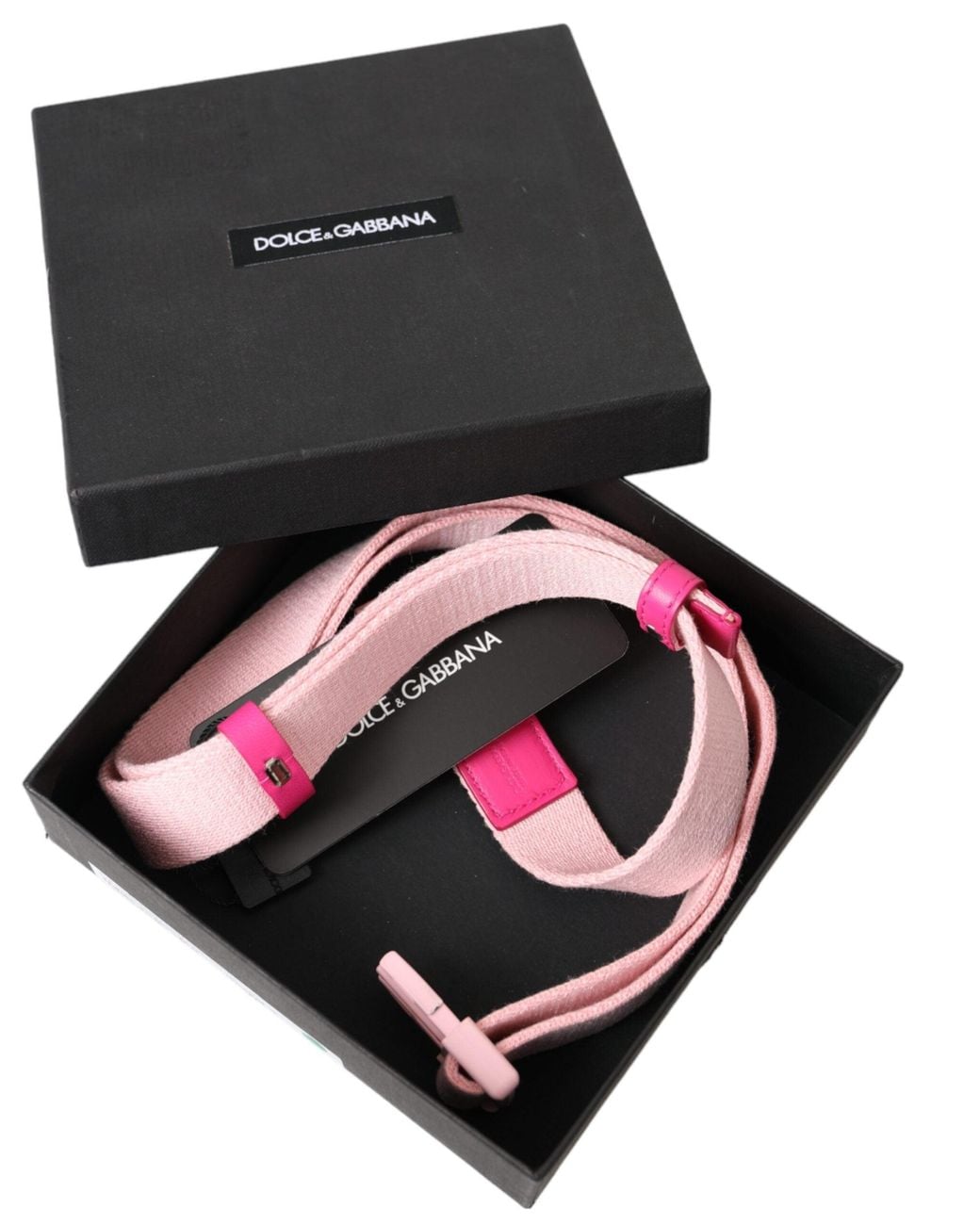Dolce & Gabbana Pink Canvas Stretch Plastic Buckle Belt