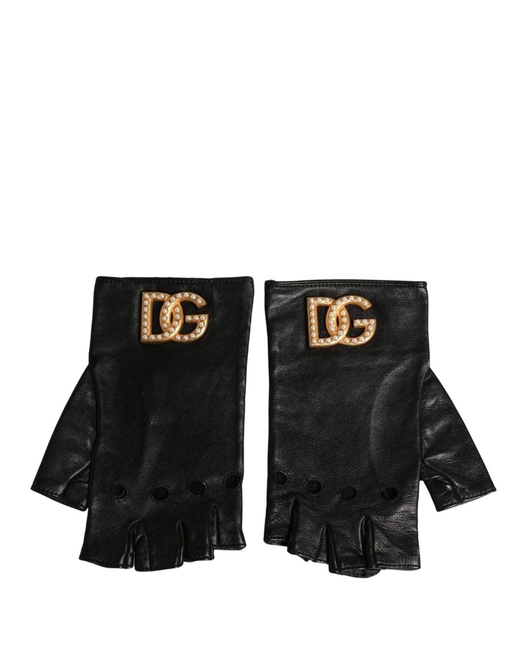 Dolce & Gabbana Black Embellished Wrist Length Fingerless Gloves
