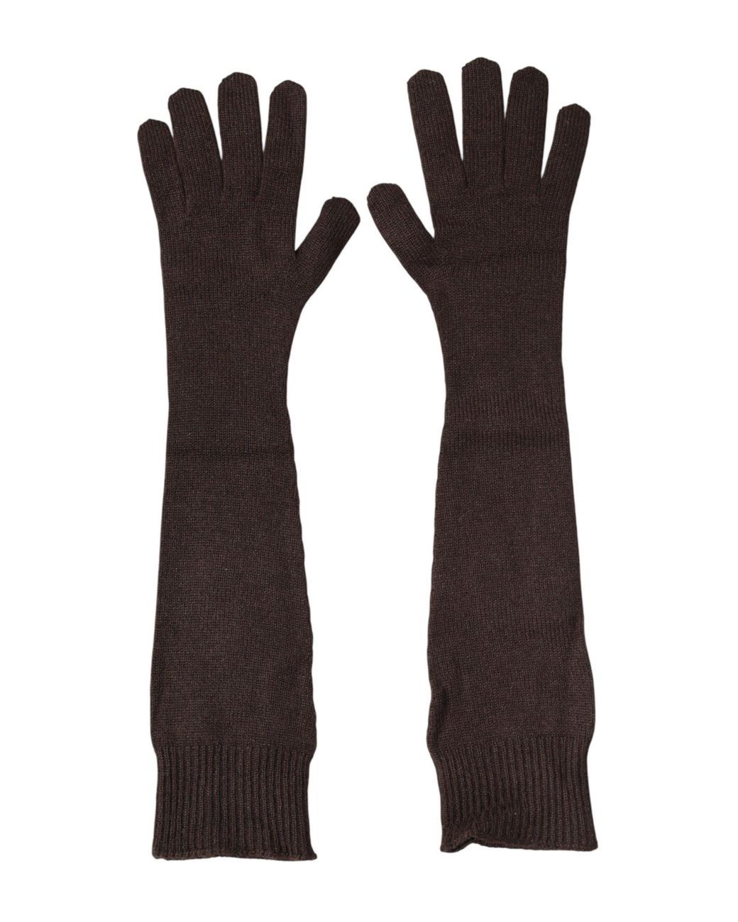 Dolce & Gabbana Black Brown Cashmere Knitted Elbow Length Mitten Gloves