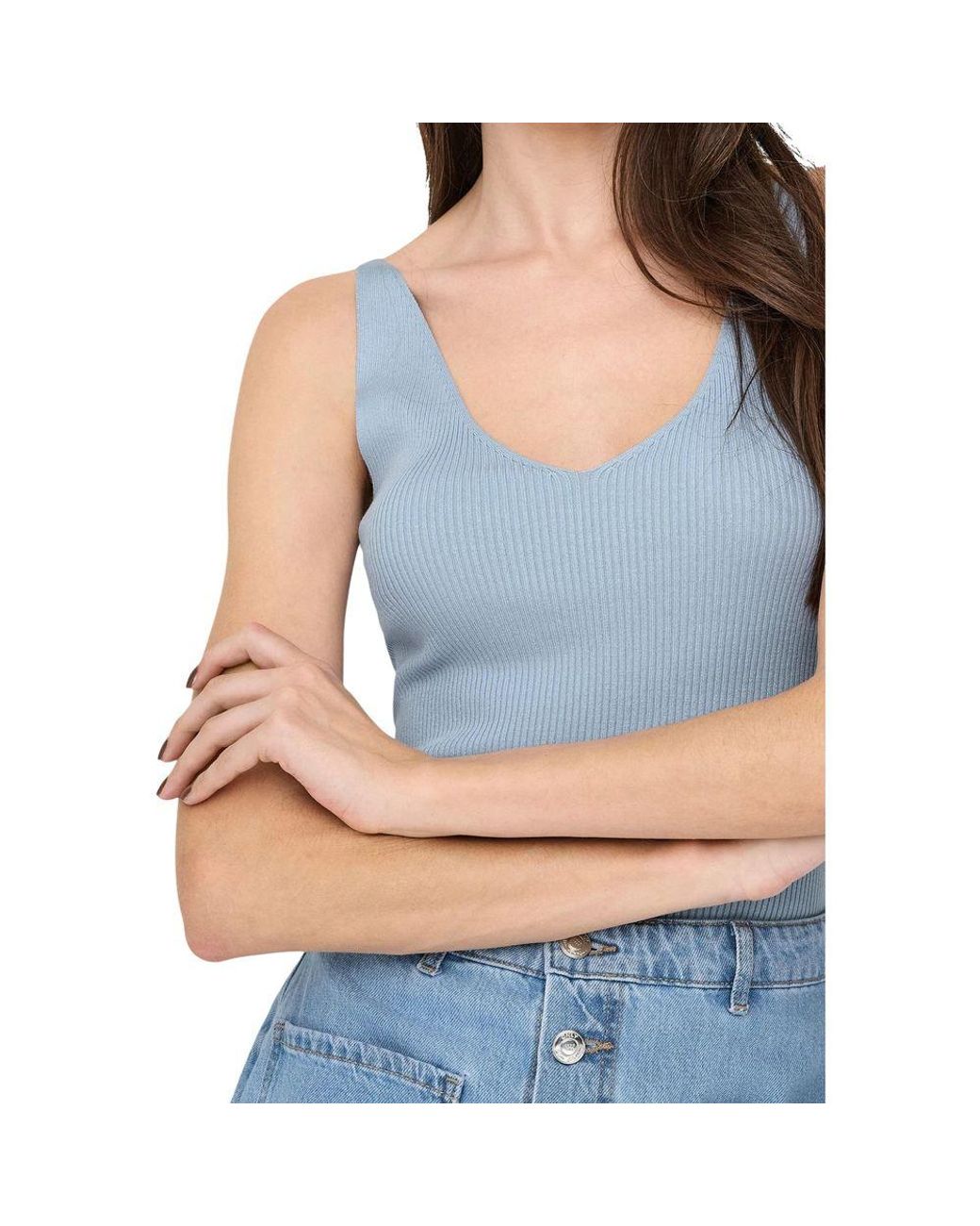 Jacqueline De Yong Blue Viscose Tank Tops