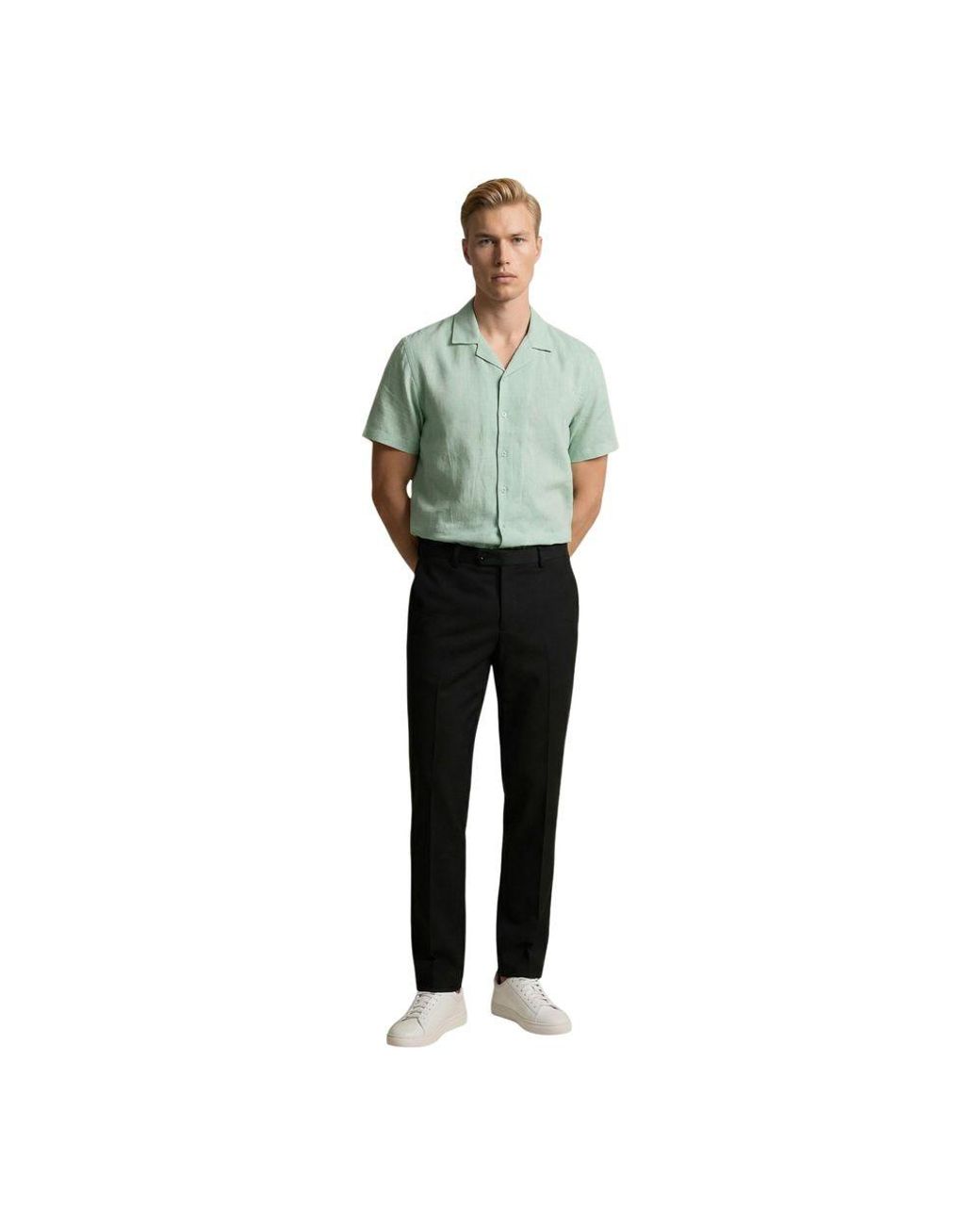 Gianni Lupo Green Linen Shortsleeve Shirt for men