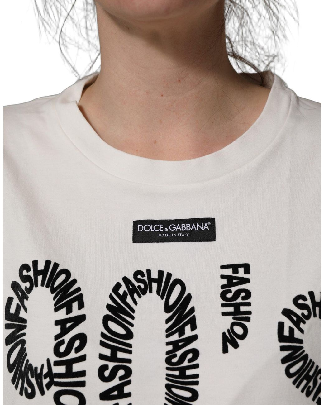 Dolce & Gabbana White Cotton Graphic Sleeveless Tank Top