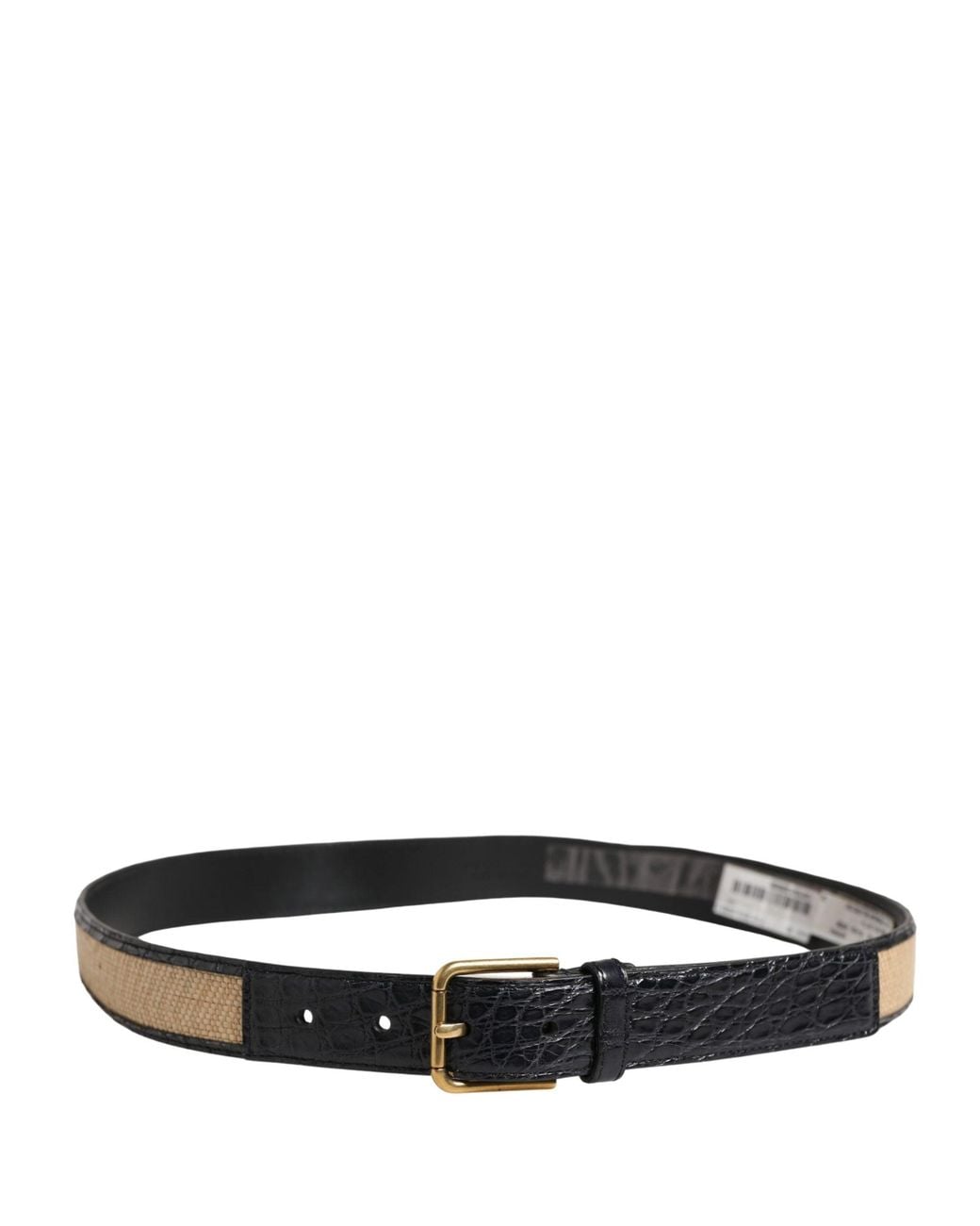 Dolce & Gabbana White Men Beige Braided Leather Metal Buckle Belt for men