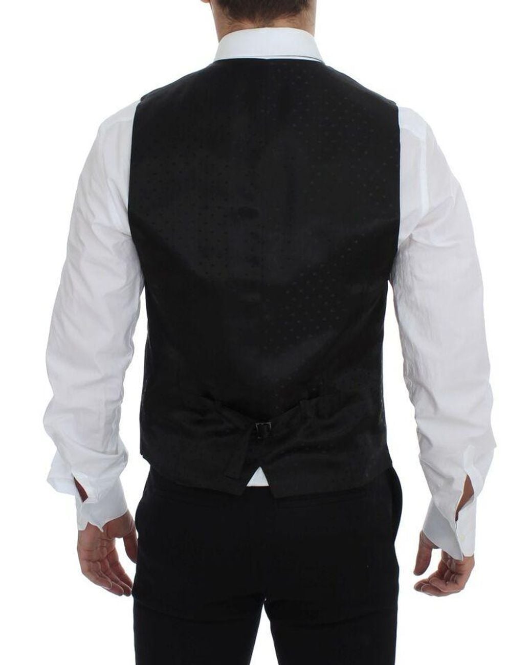 Dolce & Gabbana Black Dolce Gabbana Wool Stretch Dress Vest Gilet Weste for men