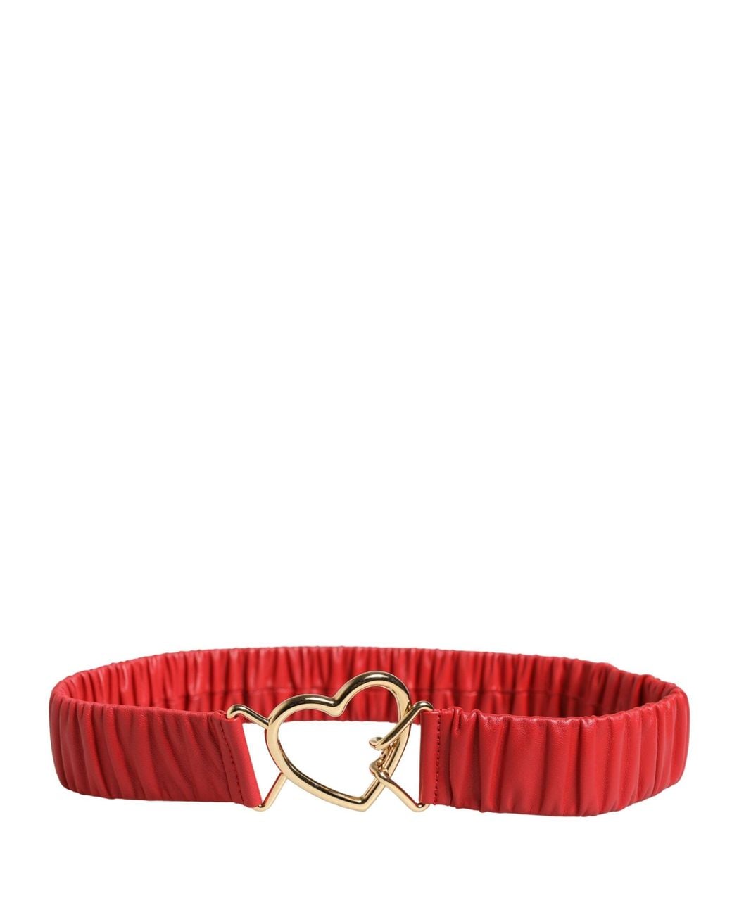 Dolce & Gabbana Red Leather Heart Metal Buckle Belt Calf