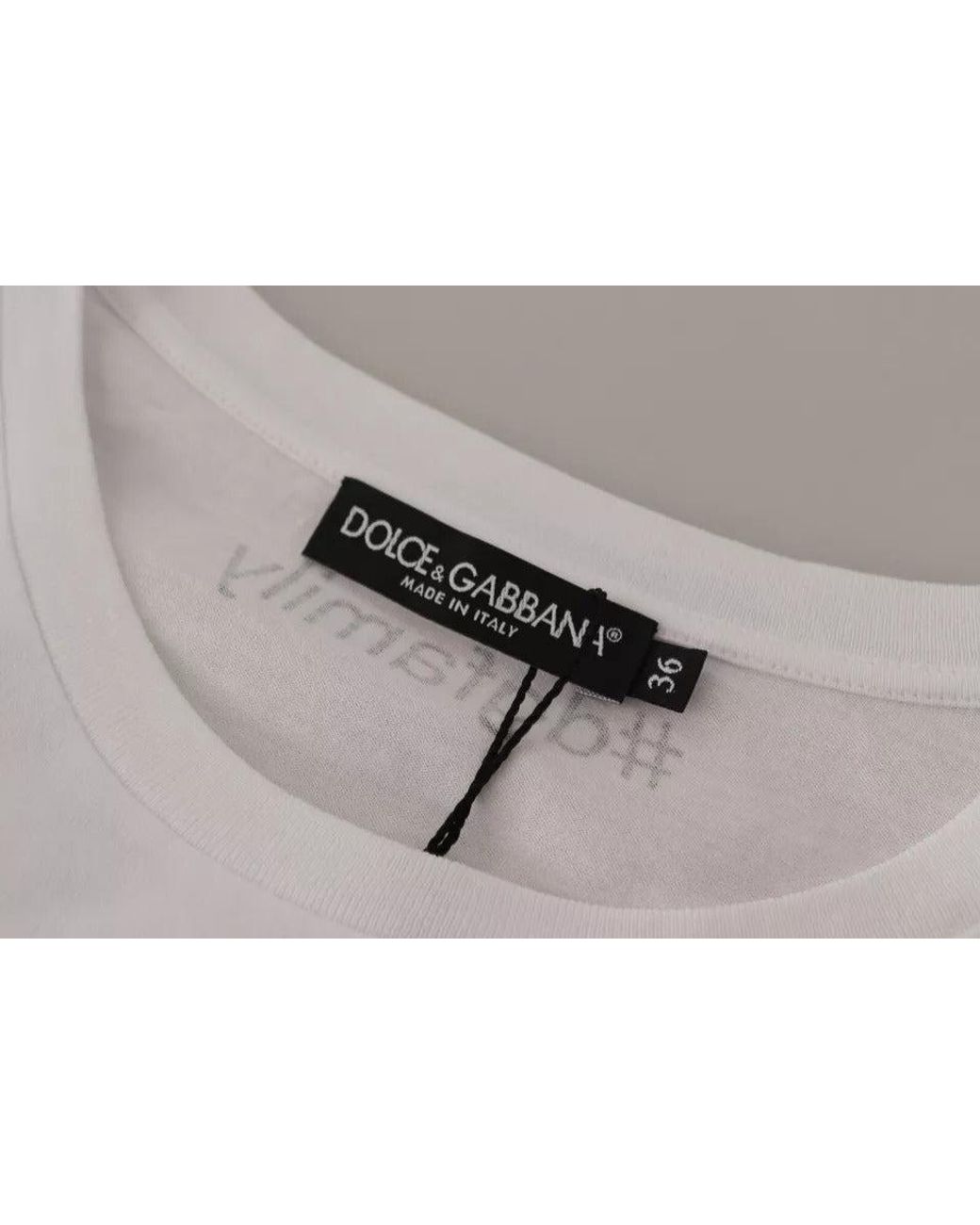 Dolce & Gabbana Gray #Dgfamily Patch Top Cotton T-Shirt