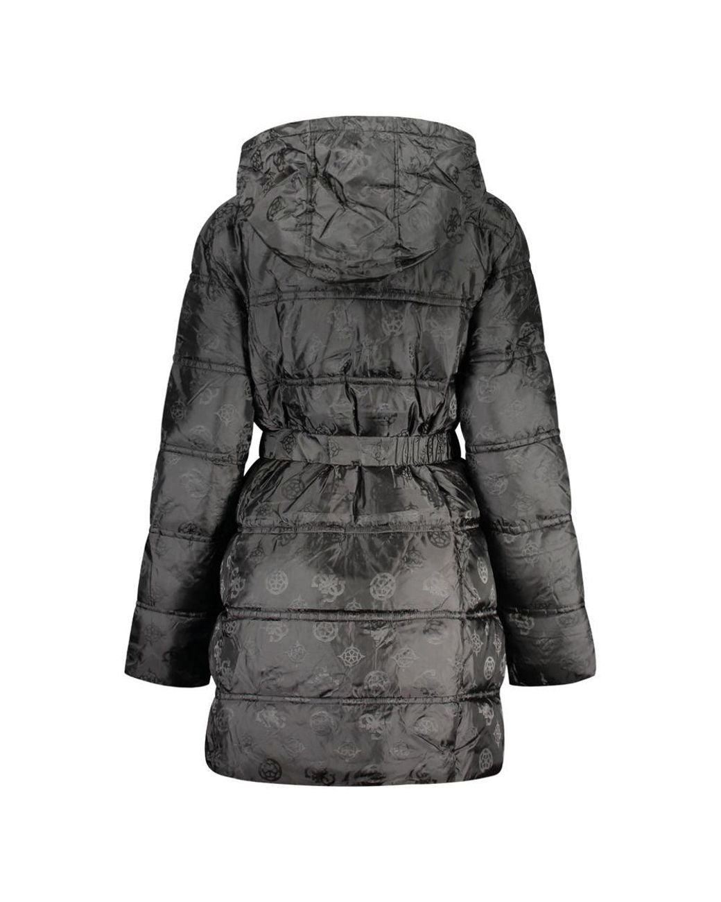Guess Gray Black Polyamide Coat