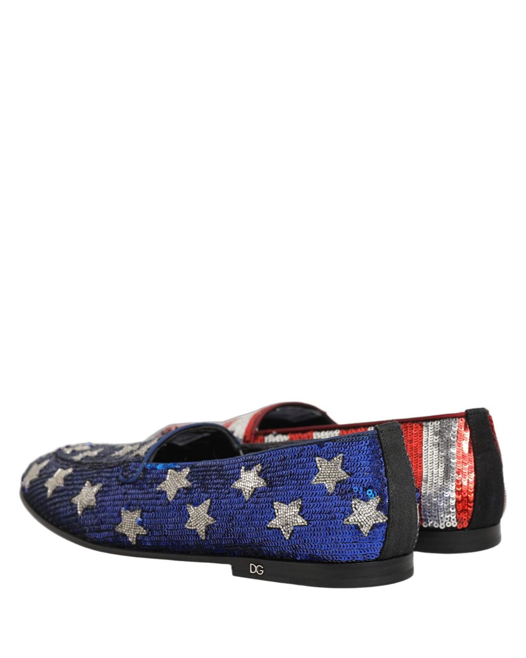 Dolce & Gabbana Red Multicolor Flag Sequin Dress Loafers Shoes for men