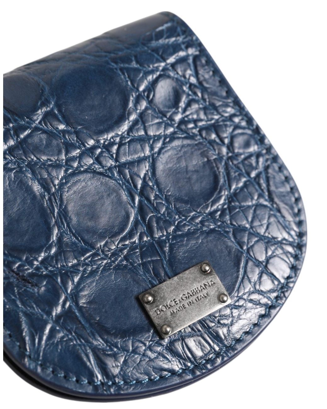 Dolce & Gabbana Blue Exotic Skin Coin Condom Case Holder Pocket Wallet for men