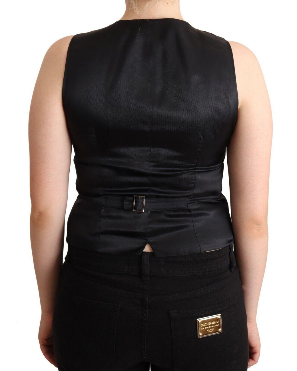 Dolce & Gabbana Black Elegant Vest Top With Button Detail