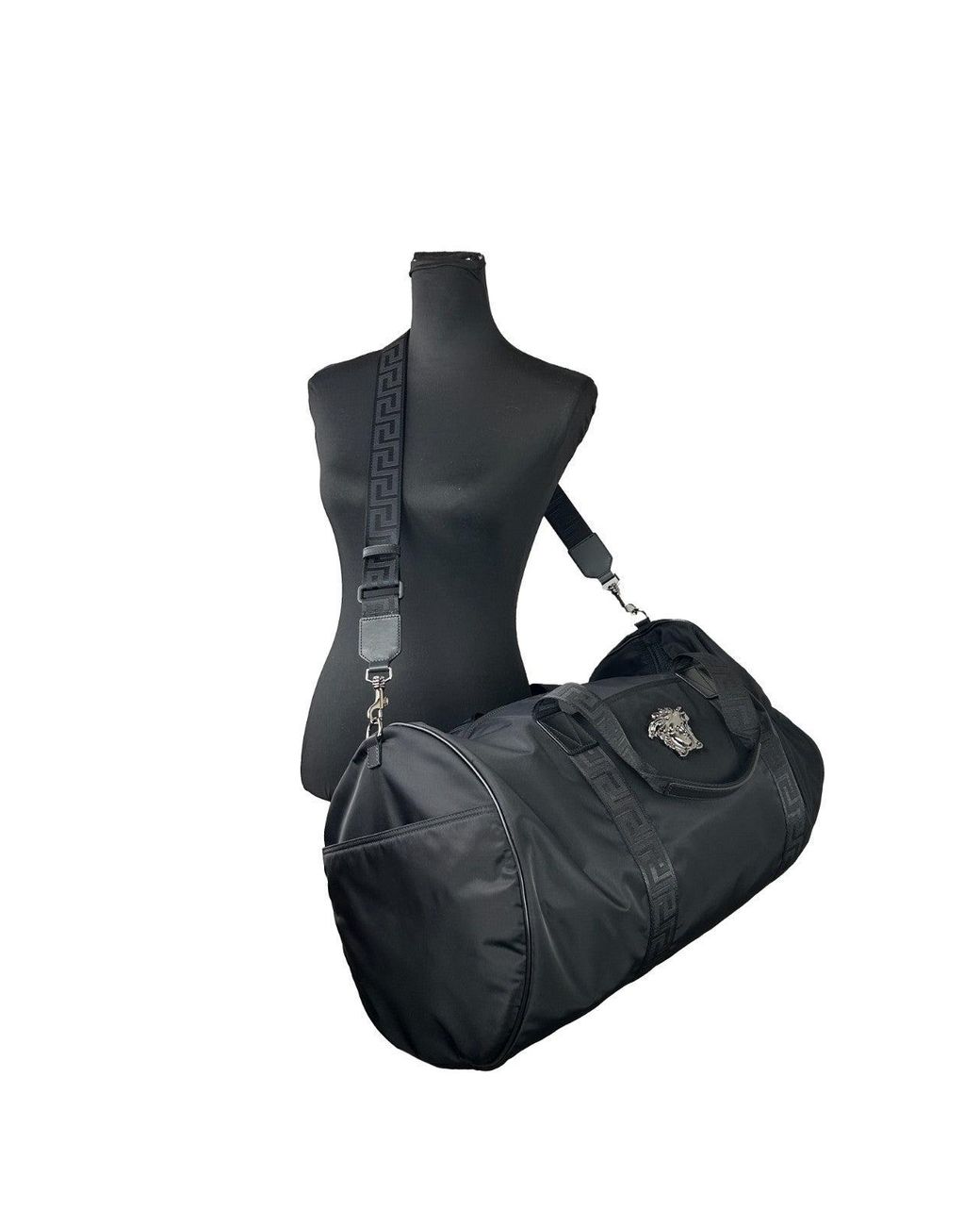Versace Blue Medusa Large Nylon Duffle Bag