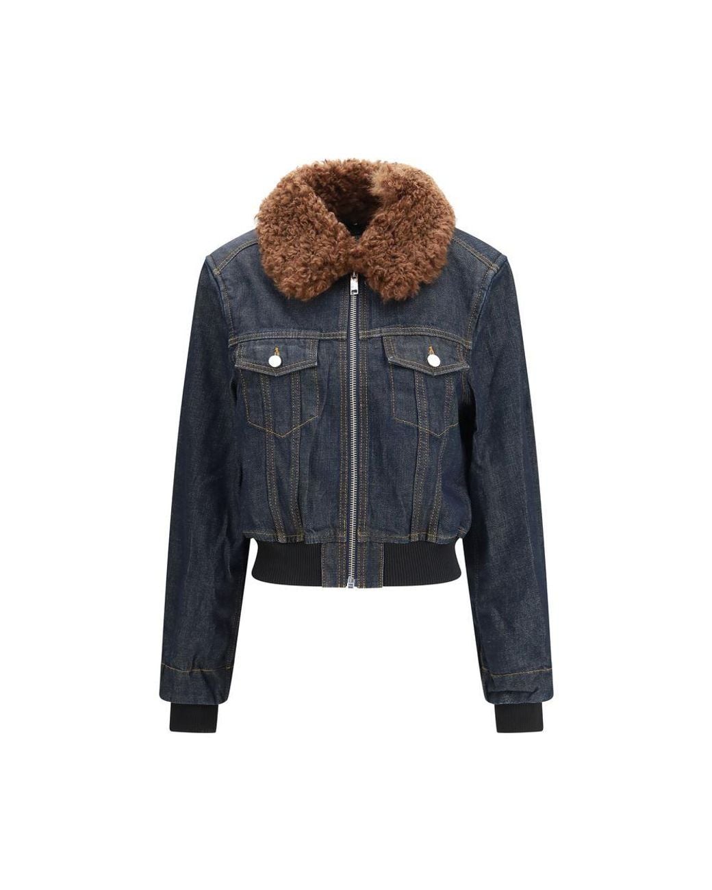 Ganni Blue Denim Bomber Jacket