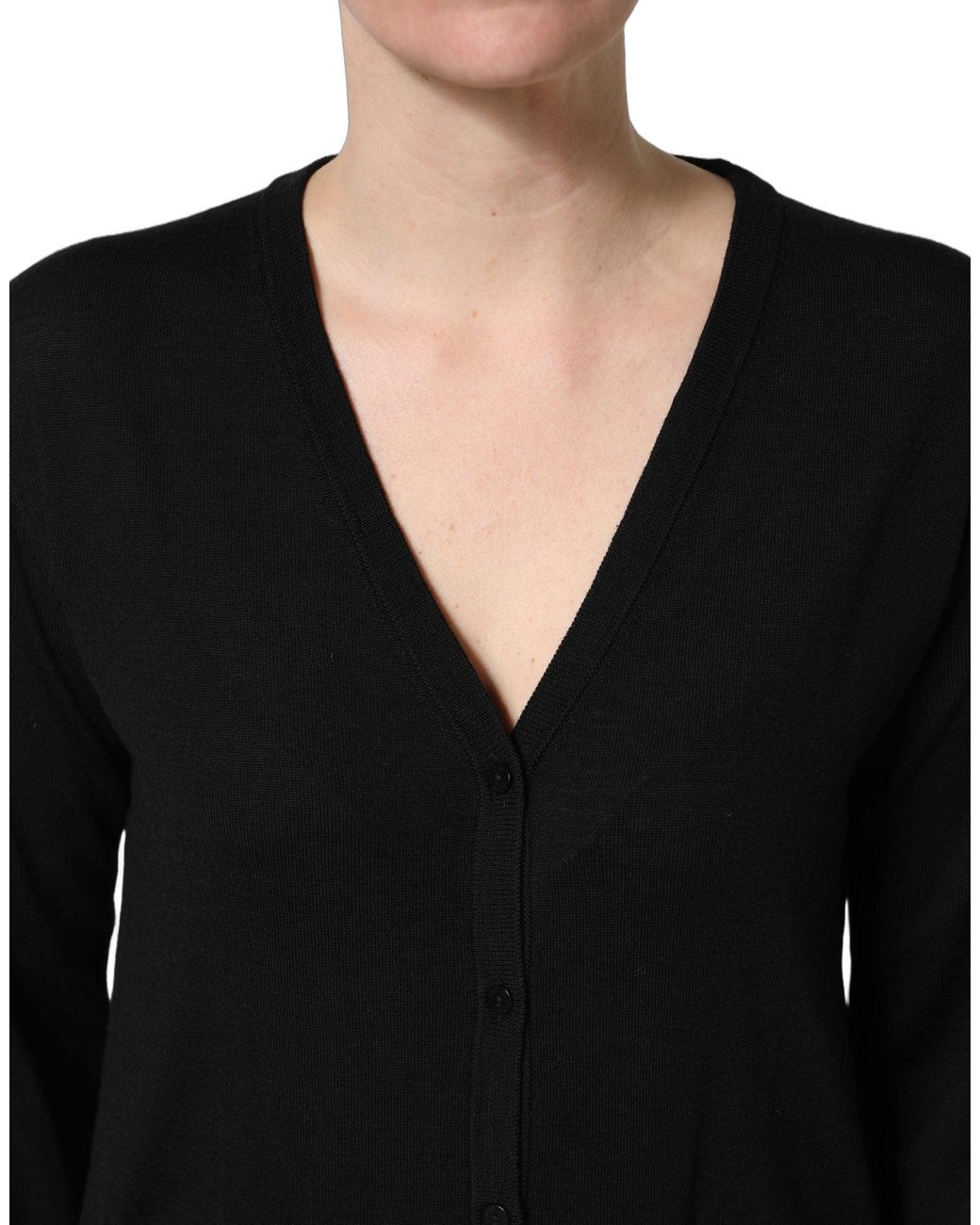 Dolce & Gabbana Black Wool Knit Button Cardigan Sweater
