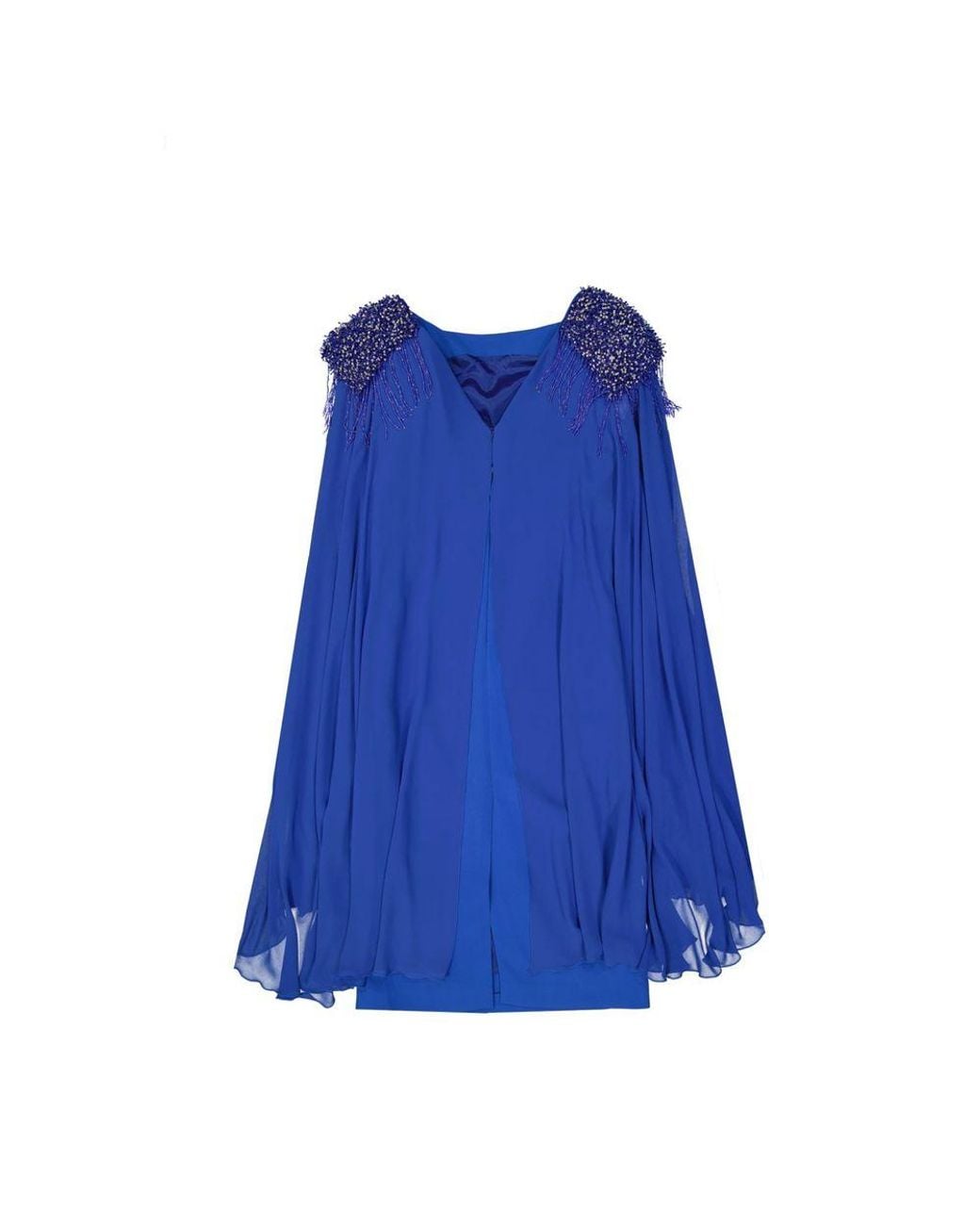 Ivan Montesi Blue Beaded Shoulders Dress